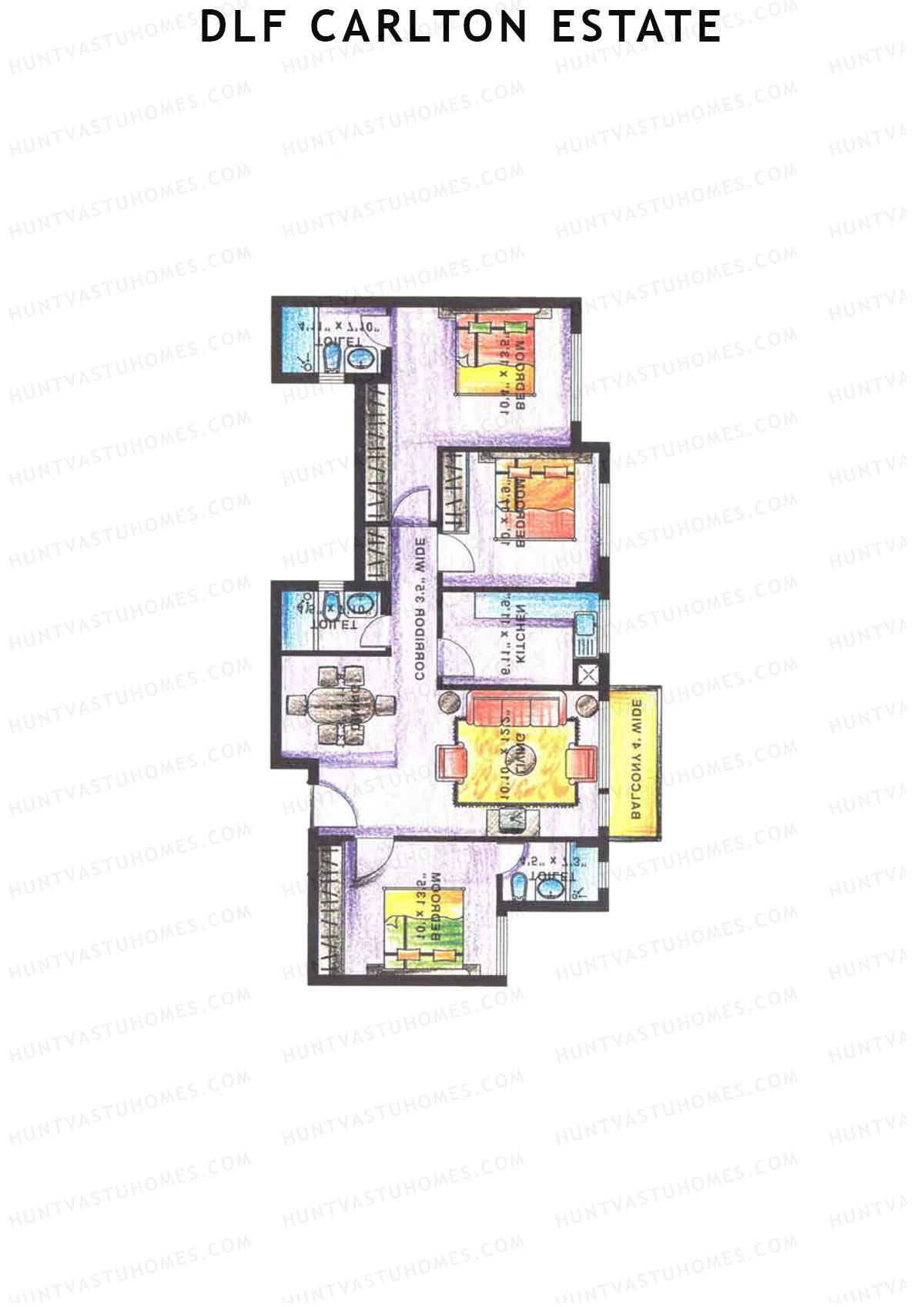 DLF Carlton Estate Tower 1 Wing C Unit 6 Floor Plan