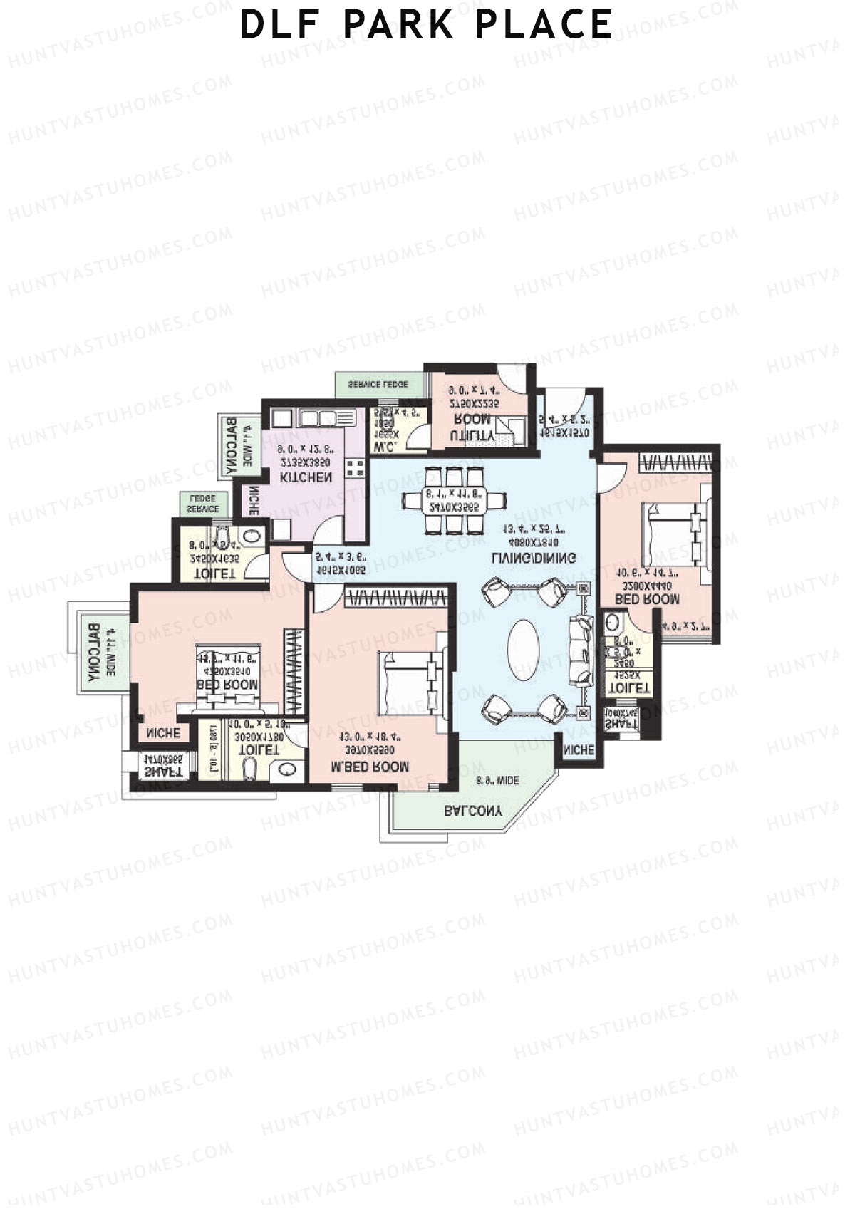DLF Park Place Block A Unit 1 Floor Plan