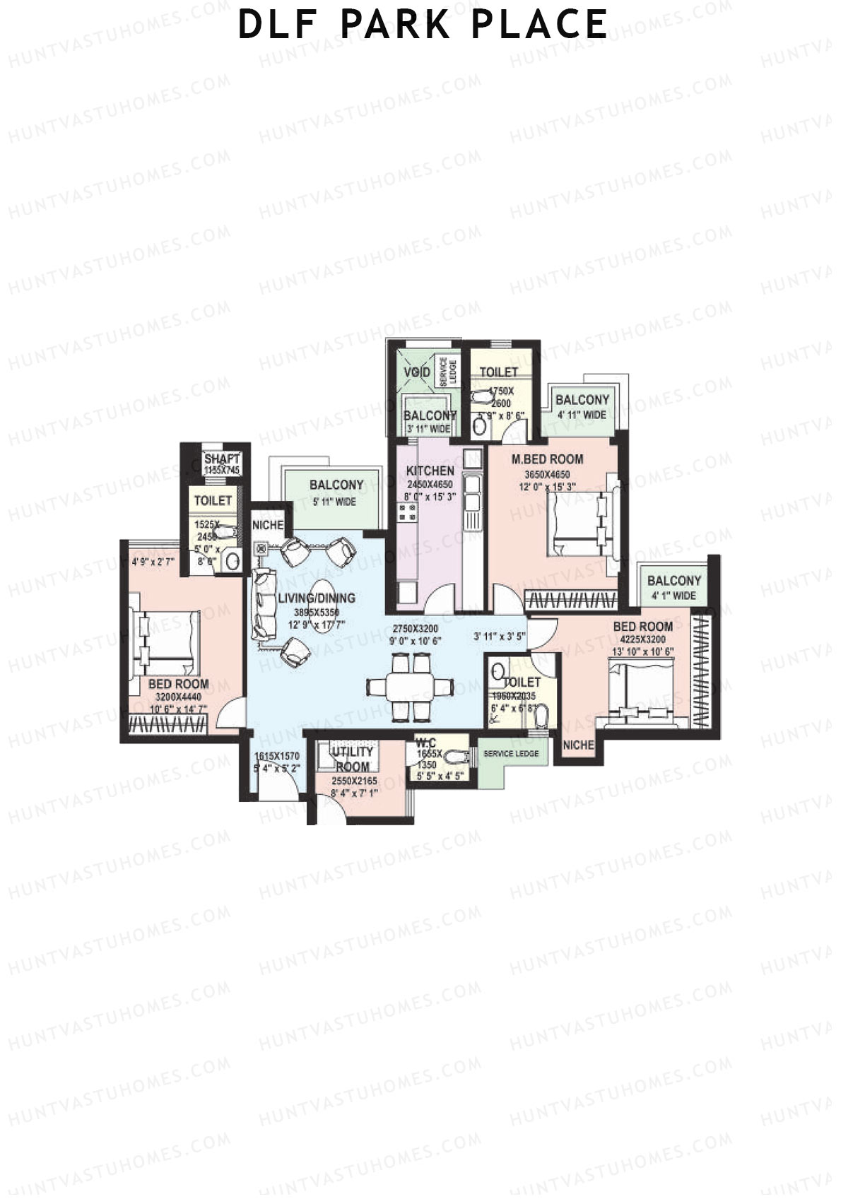 DLF Park Place Block E Unit 3 Floor Plan