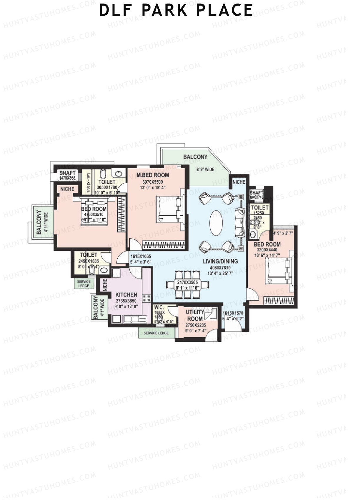 DLF Park Place Block G Unit 2 Floor Plan