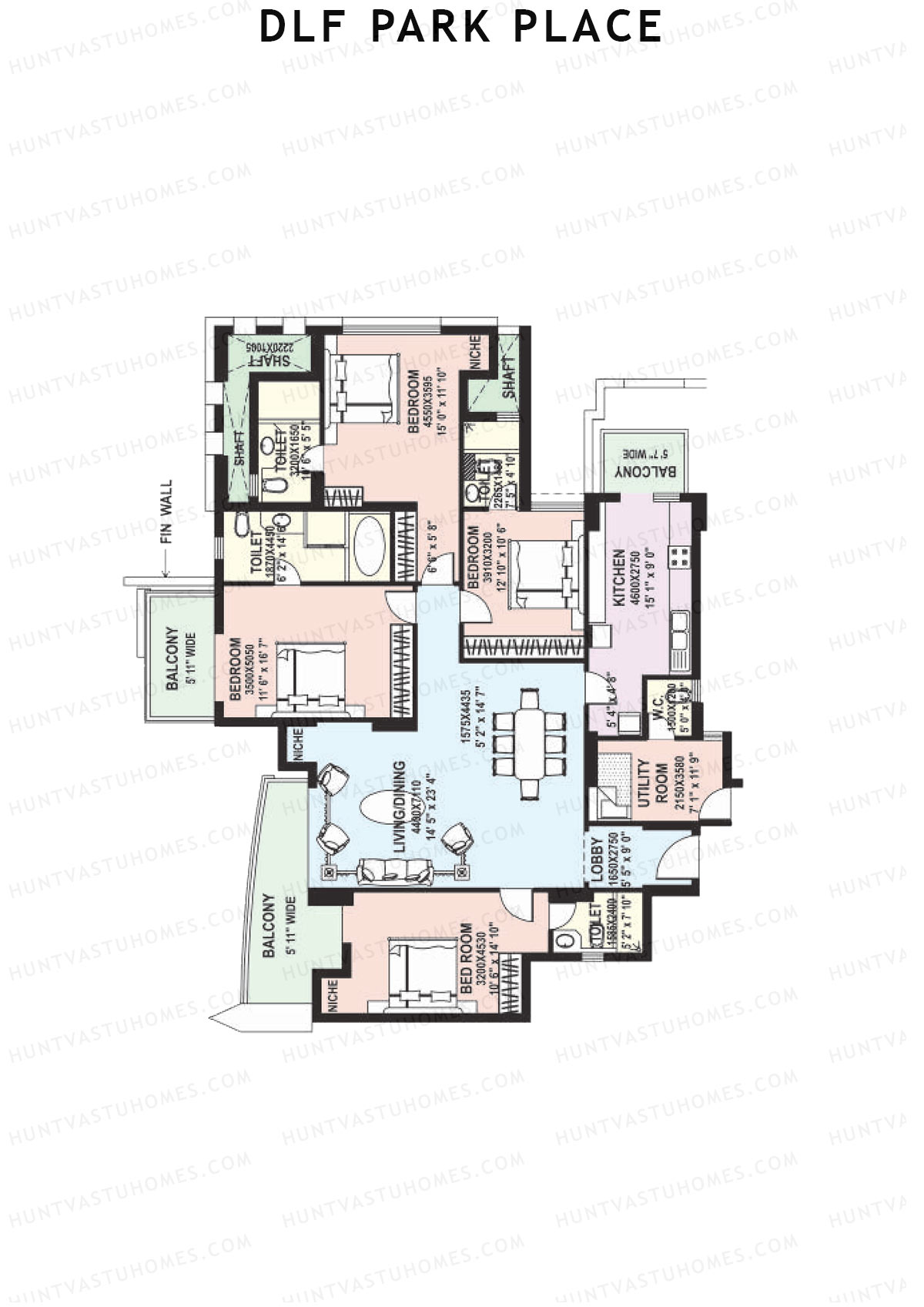 DLF Park Place Block J Unit 3 Floor Plan