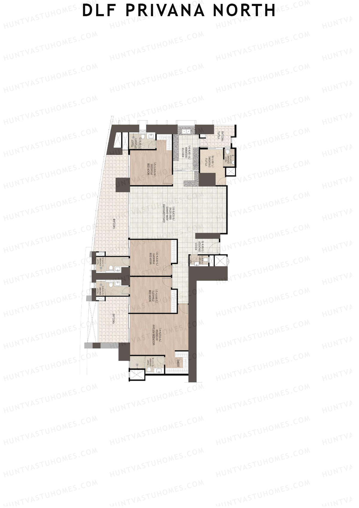 DLF Privana North Tower D Unit 3 Floor Plan