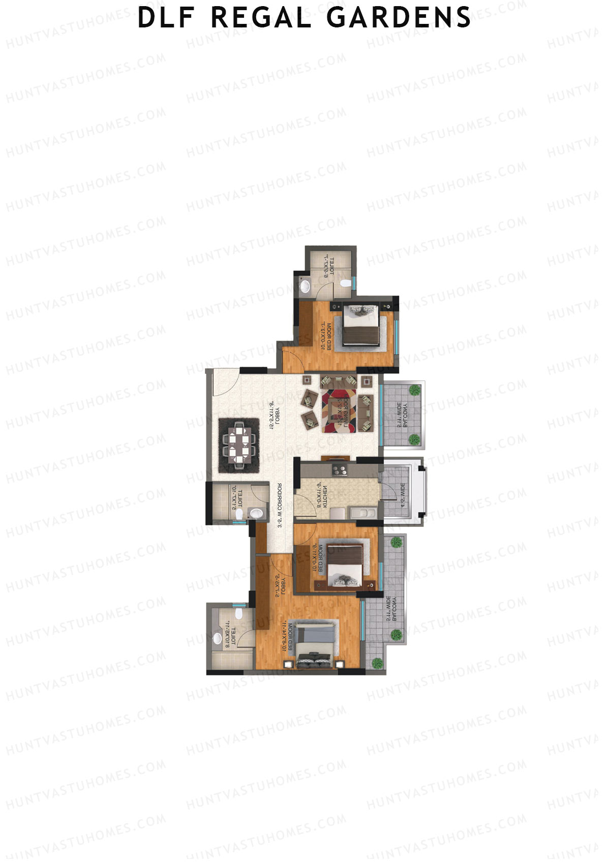 DLF Regal Gardens Block B Unit 1 Floor Plan