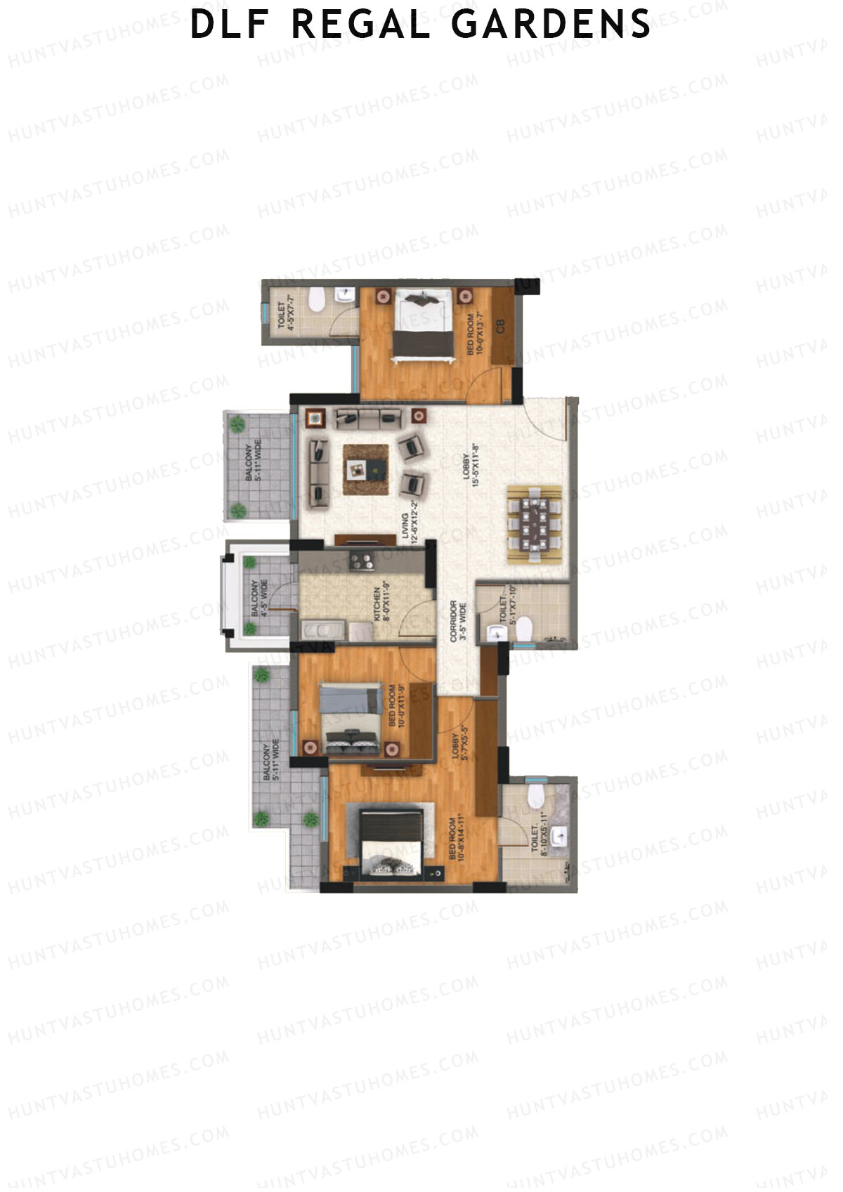 DLF Regal Gardens Block B Unit 2 Floor Plan