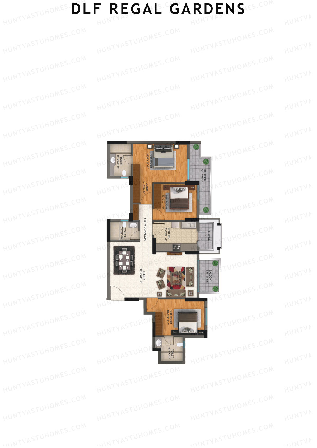 DLF Regal Gardens Block B Unit 4 Floor Plan