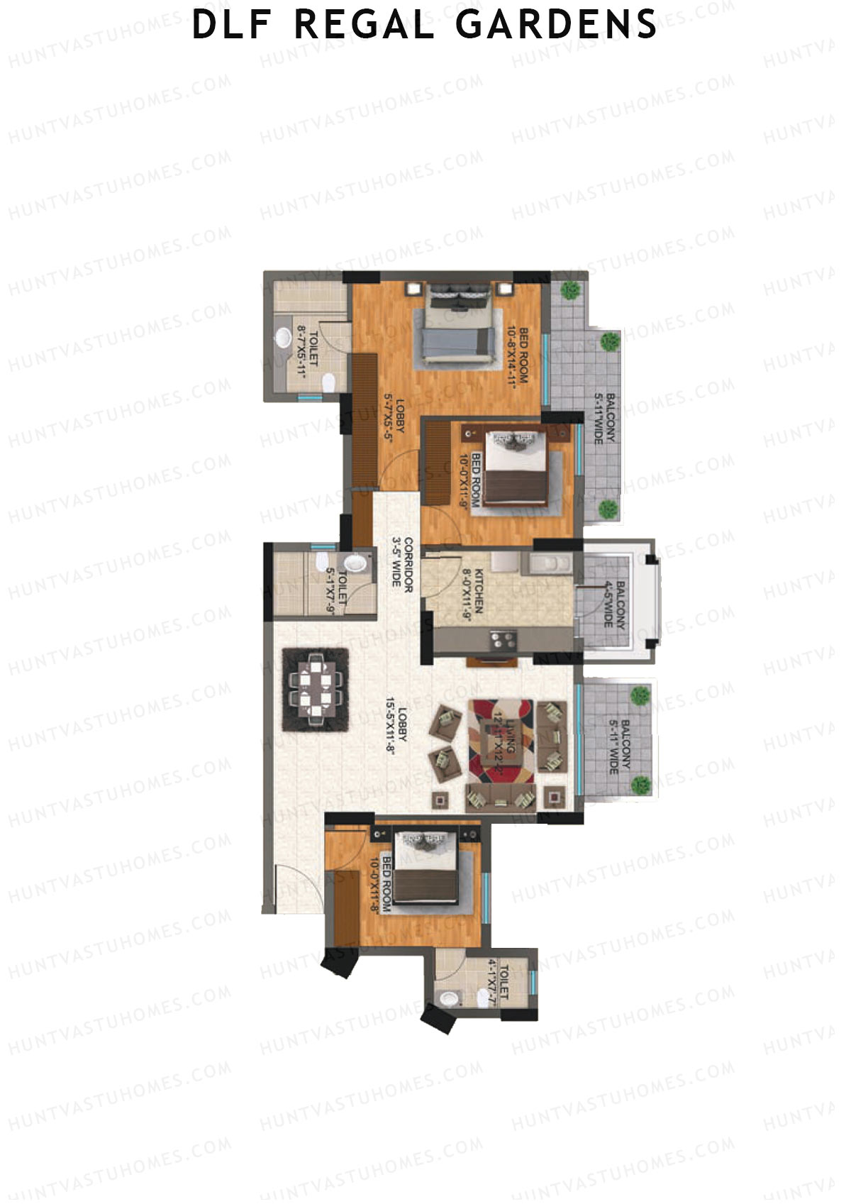 DLF Regal Gardens Block C Unit 1 Floor Plan