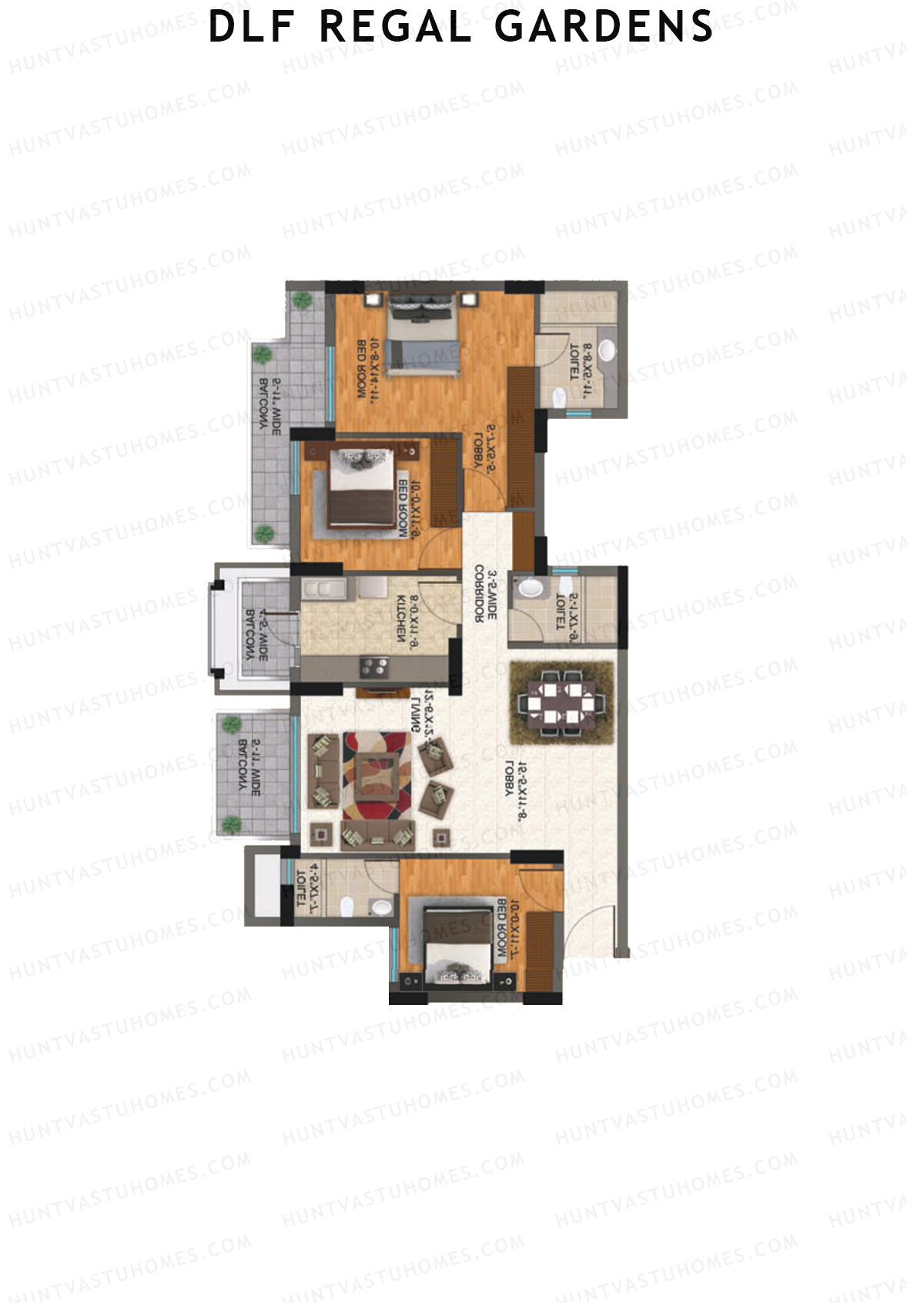 DLF Regal Gardens Block C Unit 3 Floor Plan