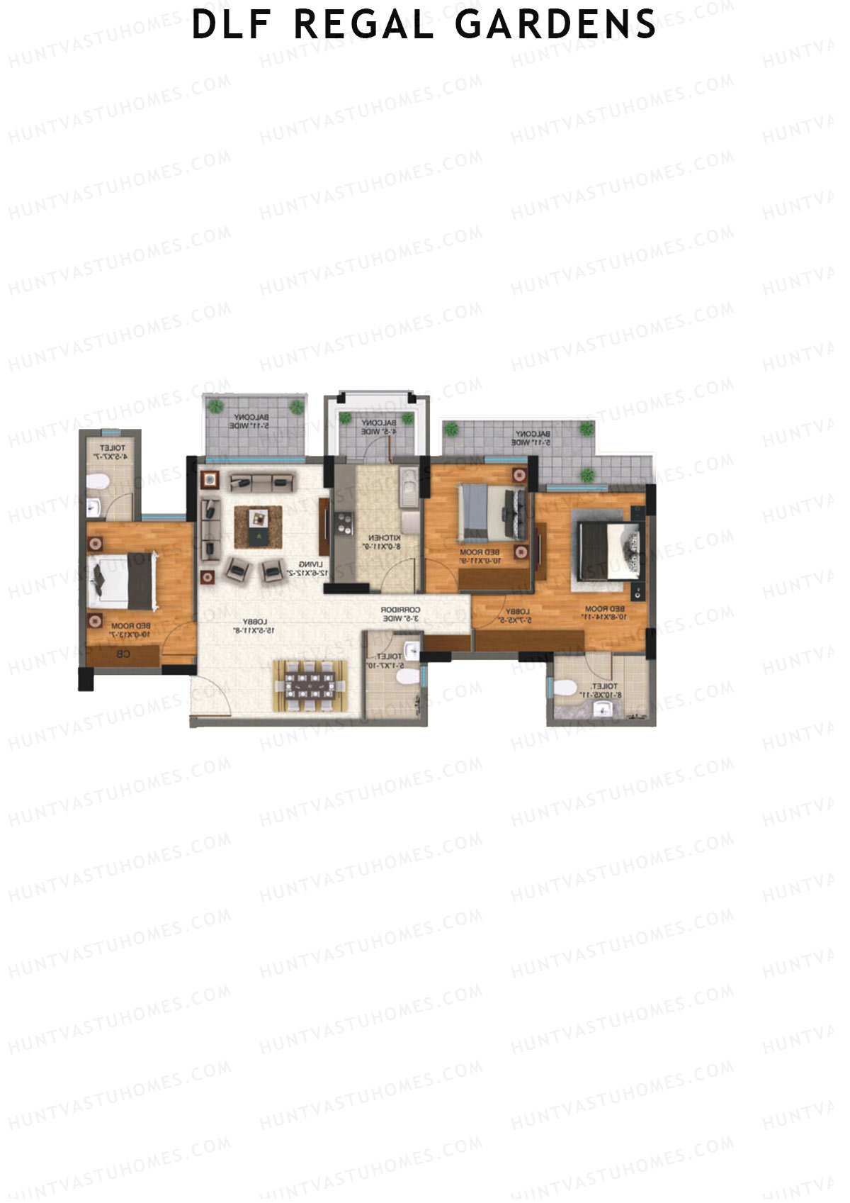 DLF Regal Gardens Block D Unit 3 Floor Plan