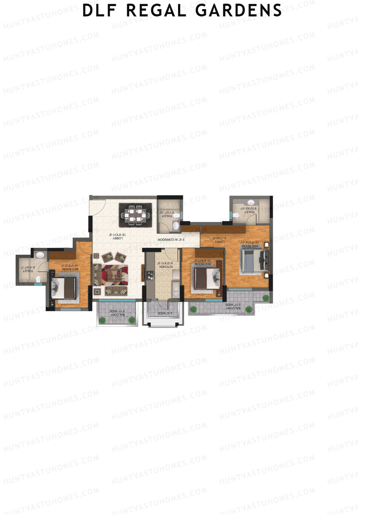 DLF Regal Gardens Block D Unit 4 Floor Plan