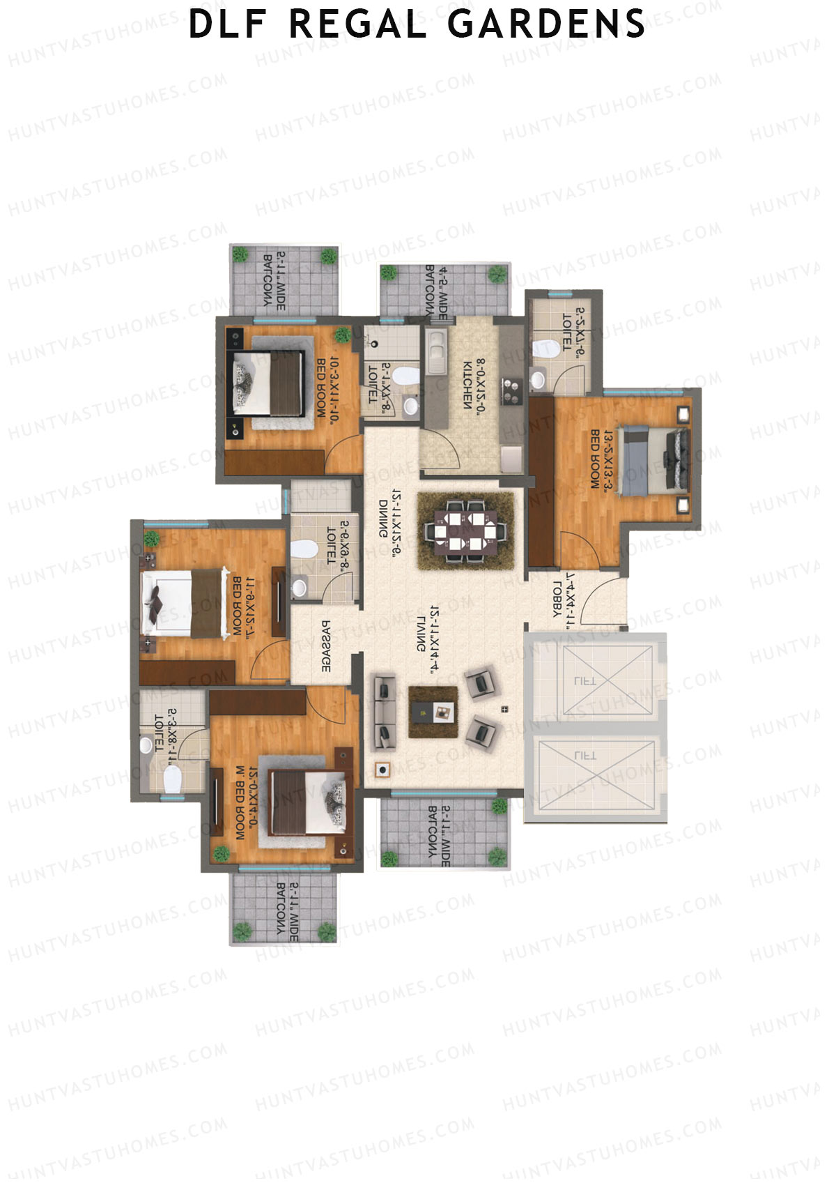 DLF Regal Gardens Block H Unit 1 Floor Plan