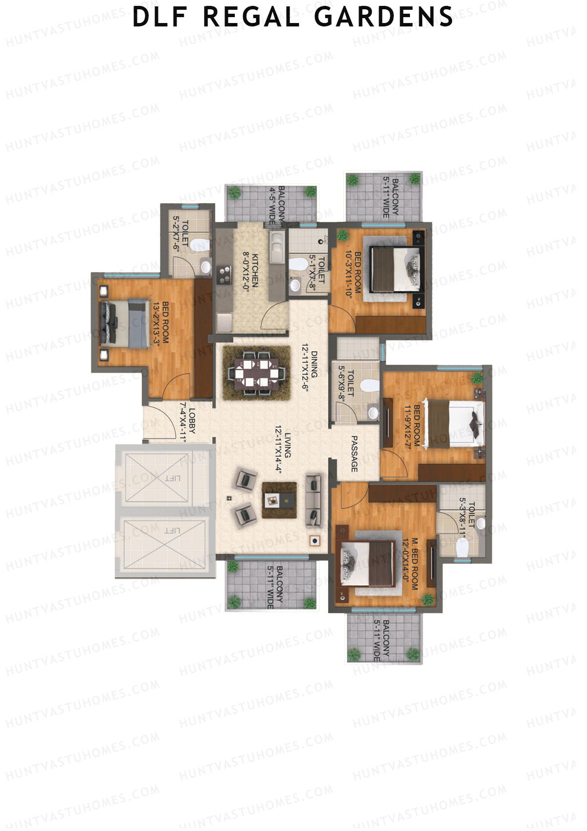 DLF Regal Gardens Block H Unit 2 Floor Plan