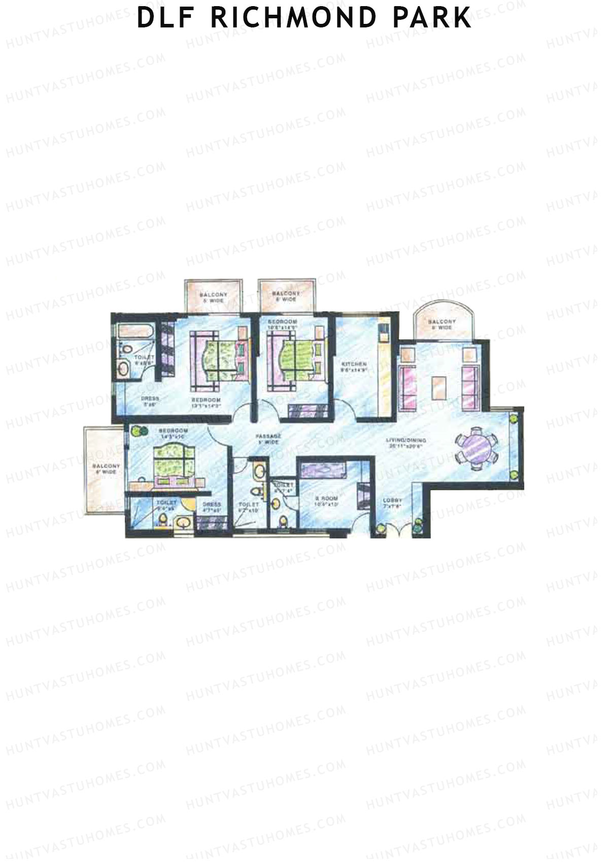DLF Richmond Park Block E Unit 2 Floor Plan