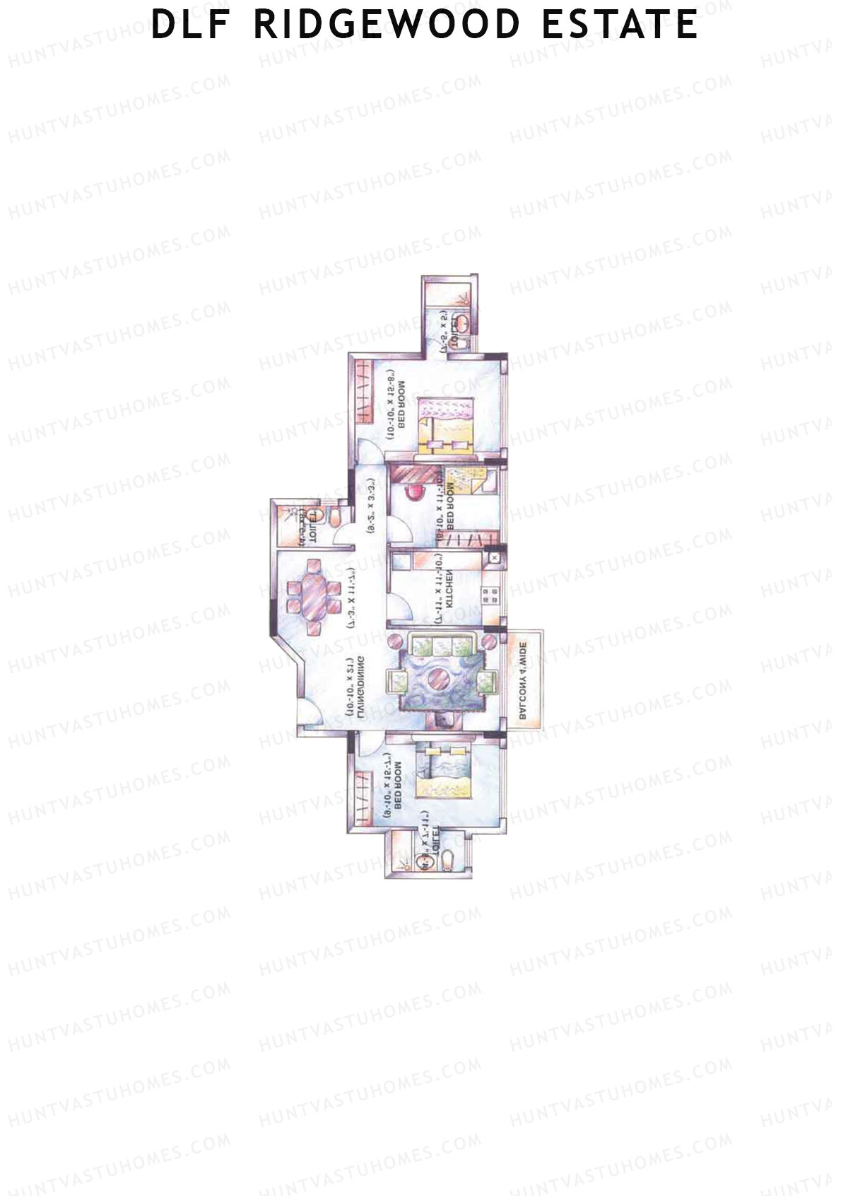 DLF Ridgewood Estate Tower B Unit 3 Floor Plan
