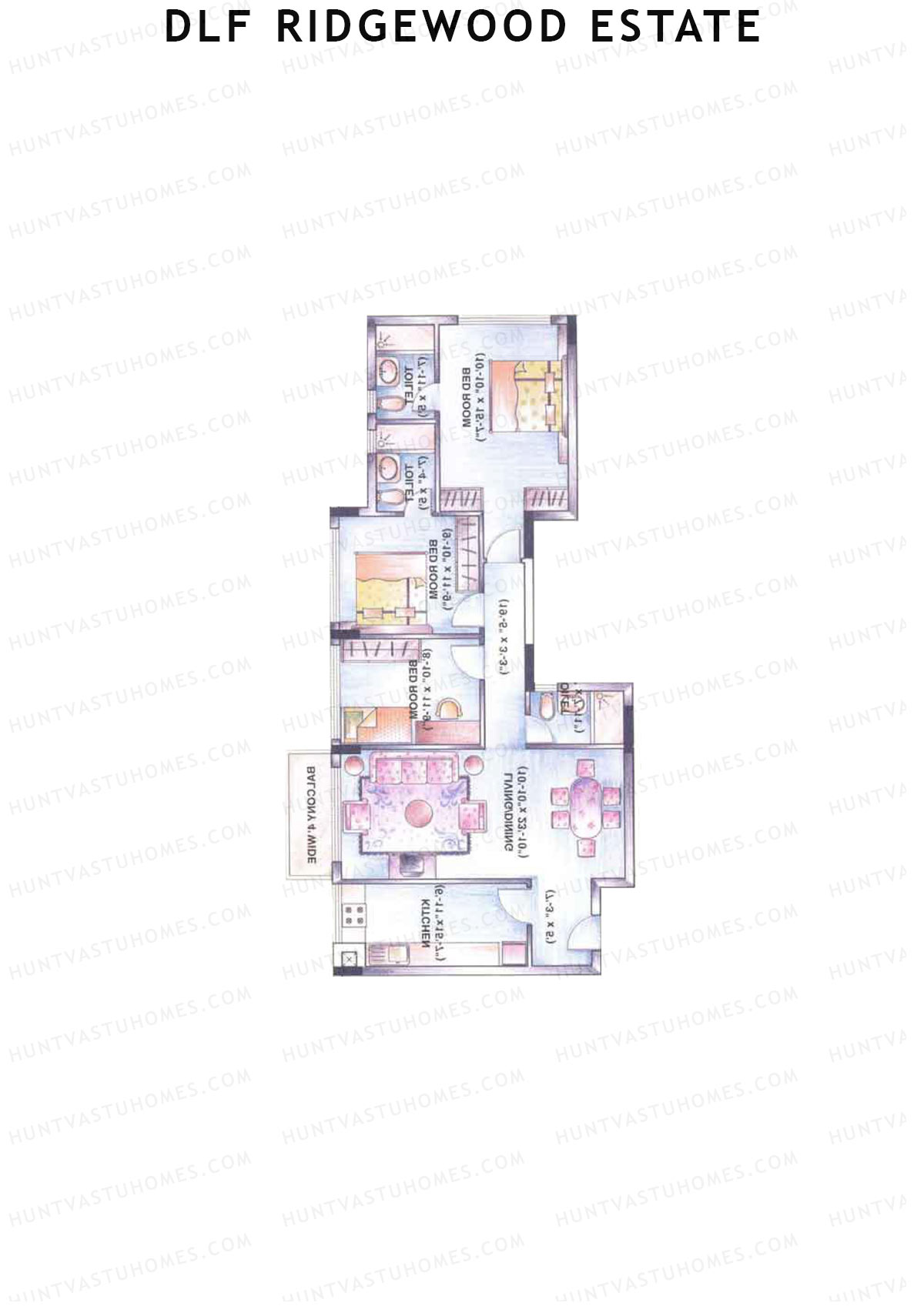 DLF Ridgewood Estate Tower D Unit 2 Floor Plan