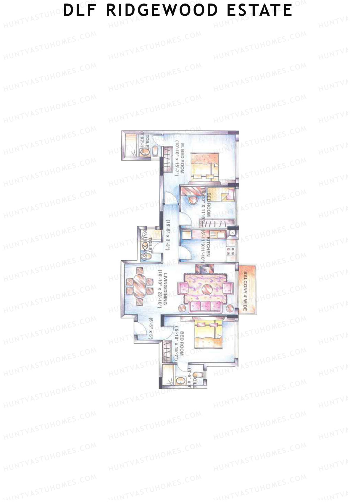 DLF Ridgewood Estate Tower F Unit 11 Floor Plan
