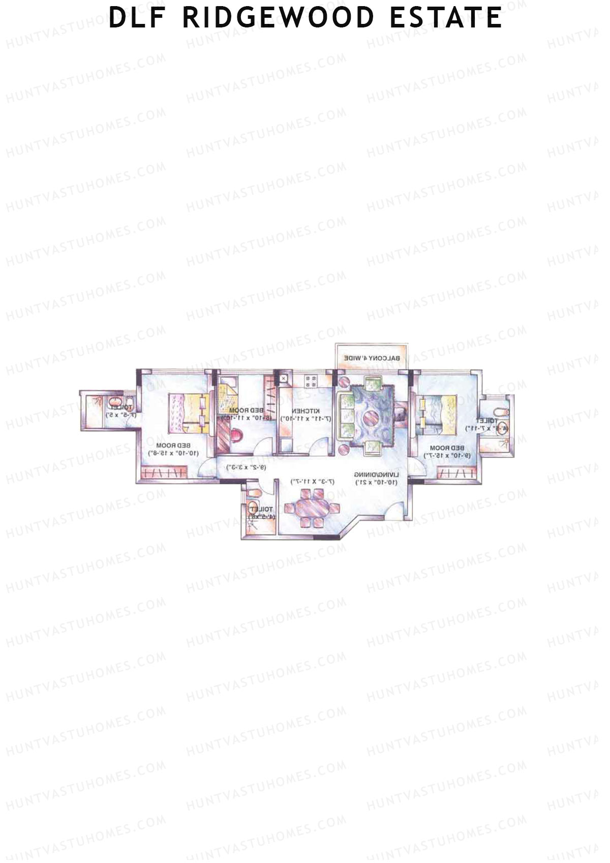 DLF Ridgewood Estate Tower F Unit 3 Floor Plan