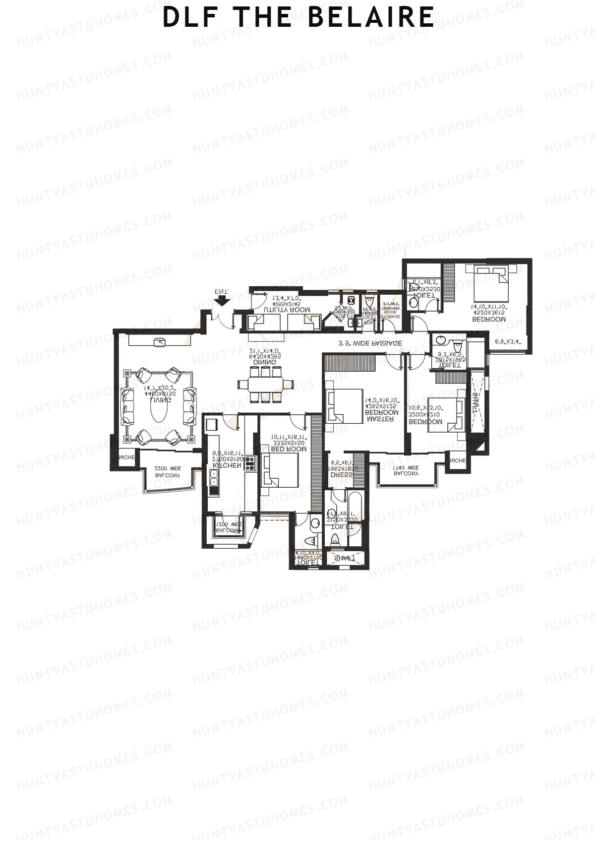 DLF The Belaire Tower A Unit 3 Floor Plan