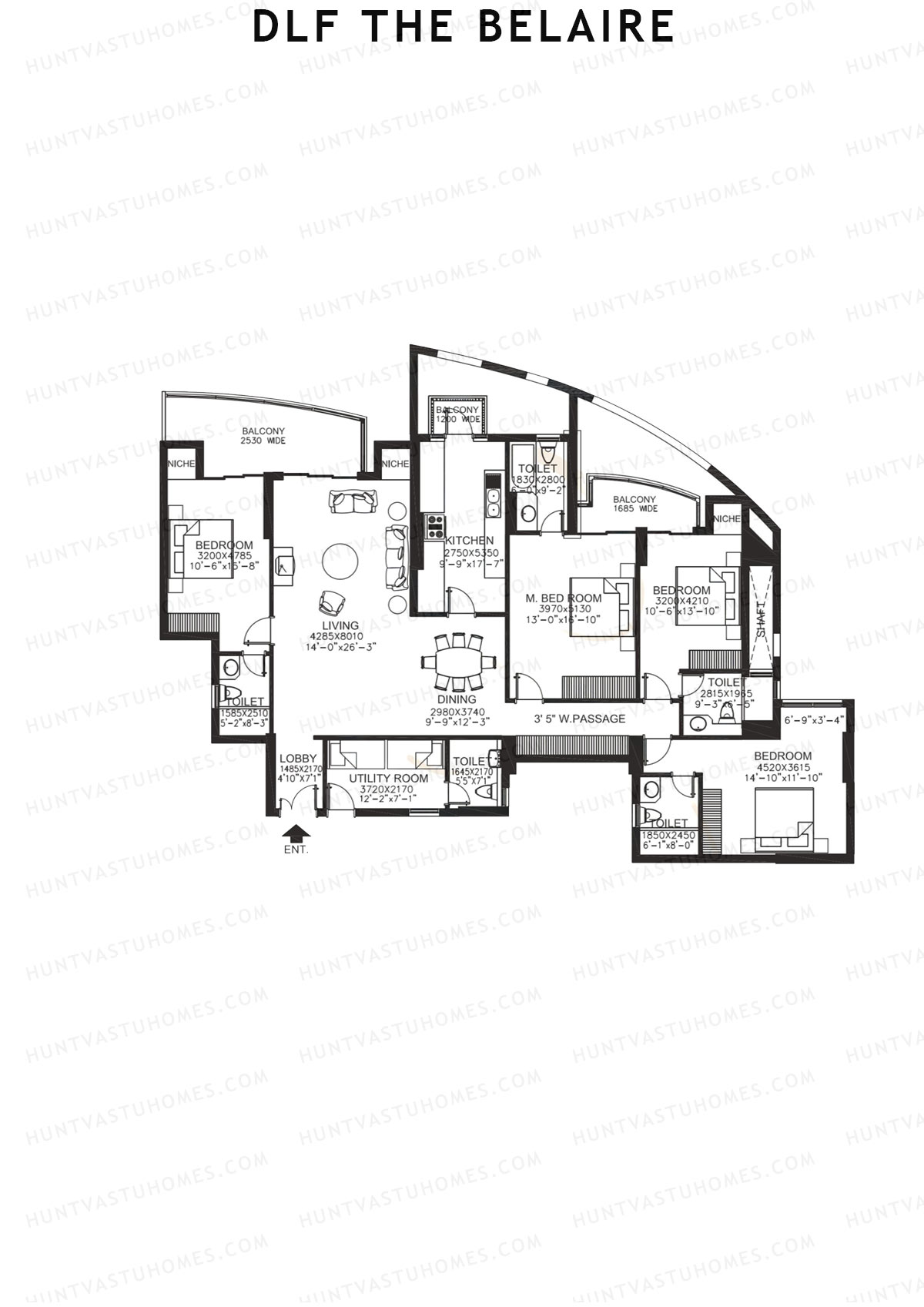 DLF The Belaire Tower B Unit 1 Floor Plan