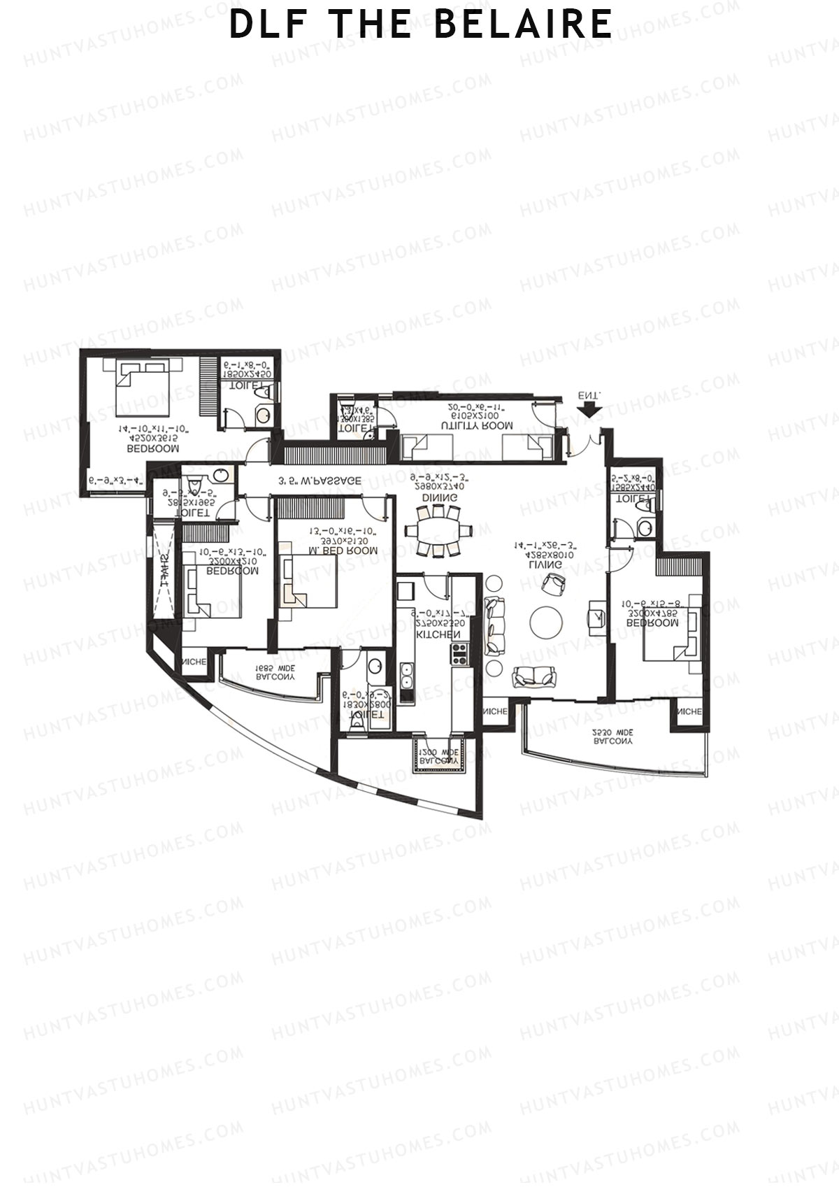 DLF The Belaire Tower B Unit 3 Floor Plan