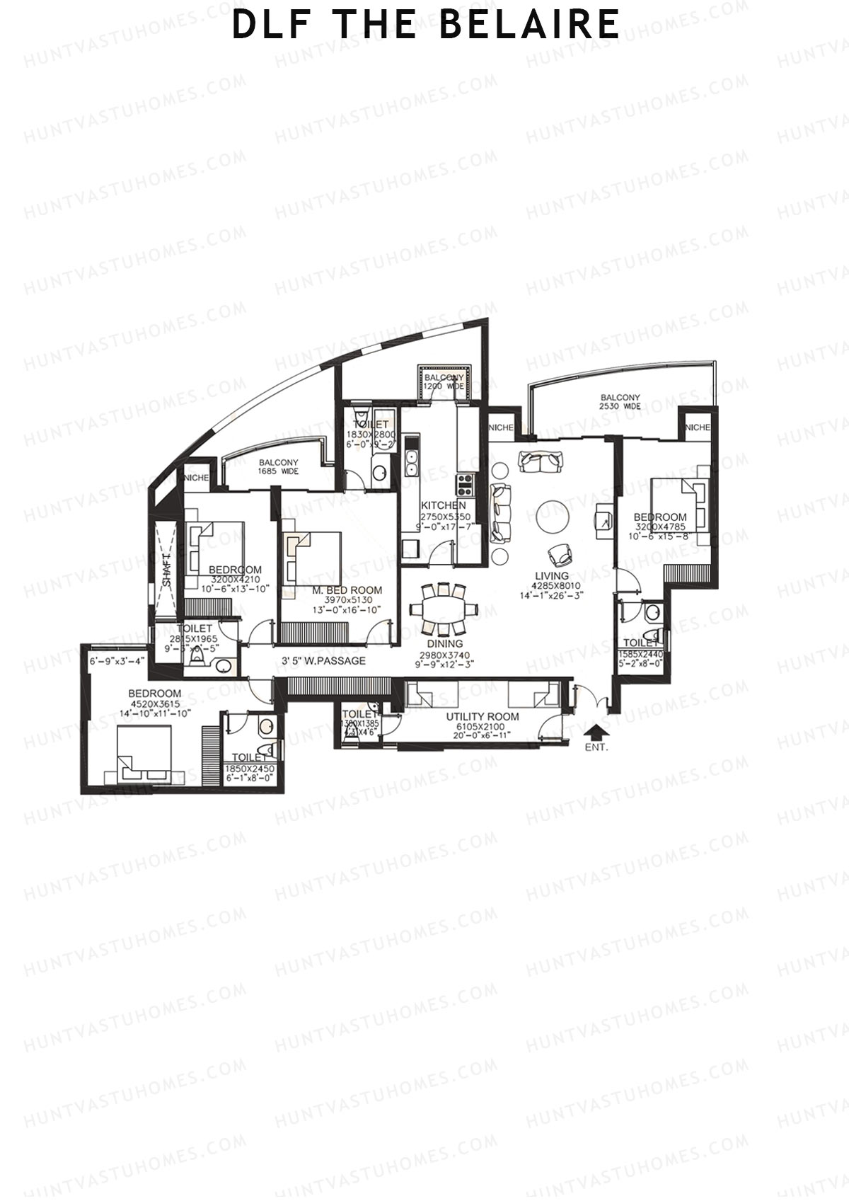 DLF The Belaire Tower B Unit 4 Floor Plan