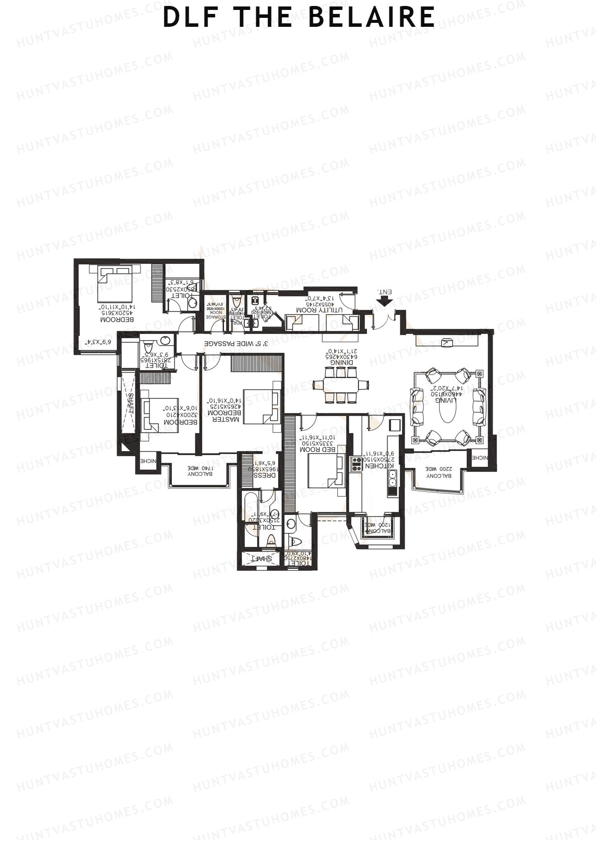 DLF The Belaire Tower C Unit 3 Floor Plan
