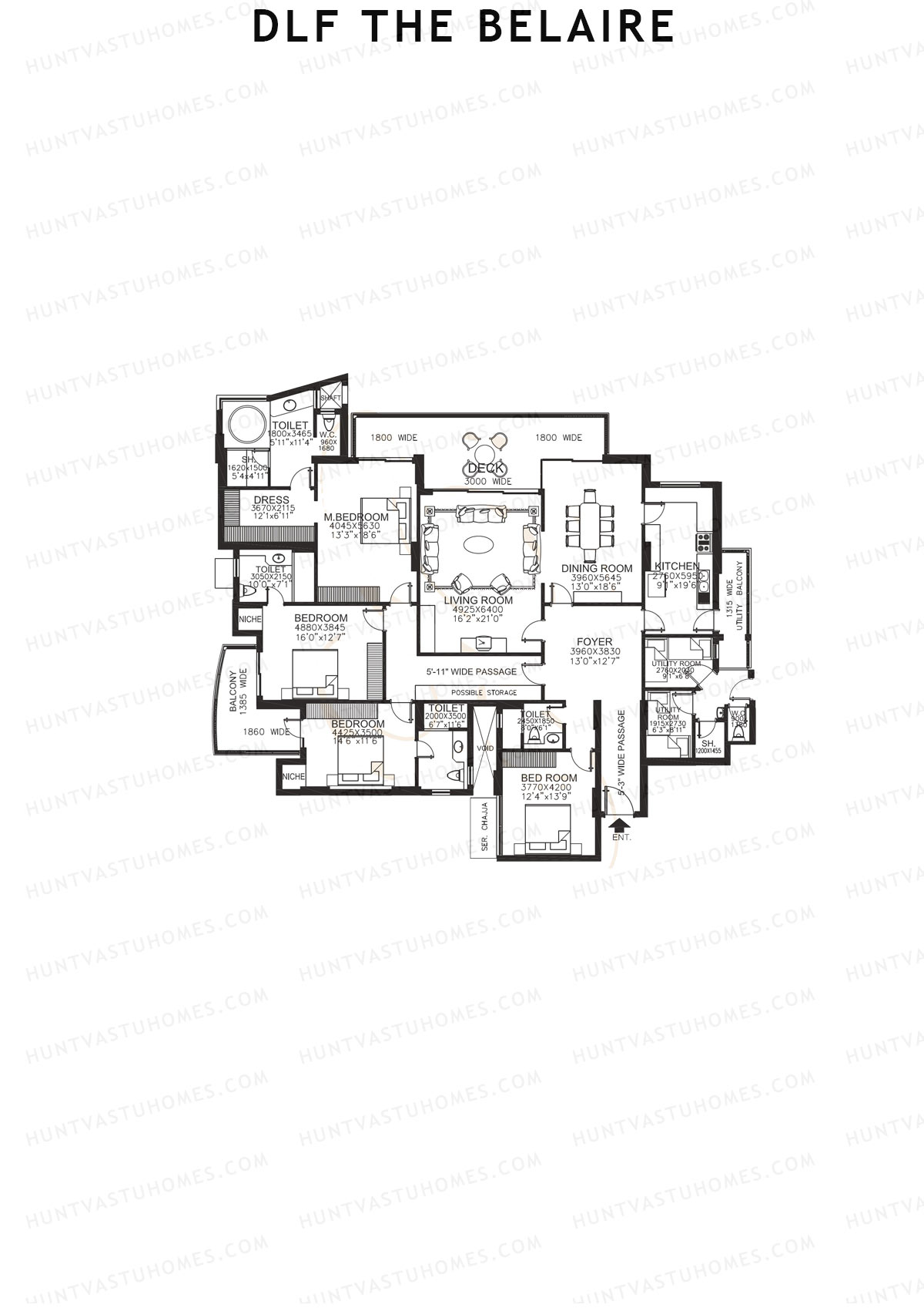 DLF The Belaire Tower D Unit 1 Floor Plan