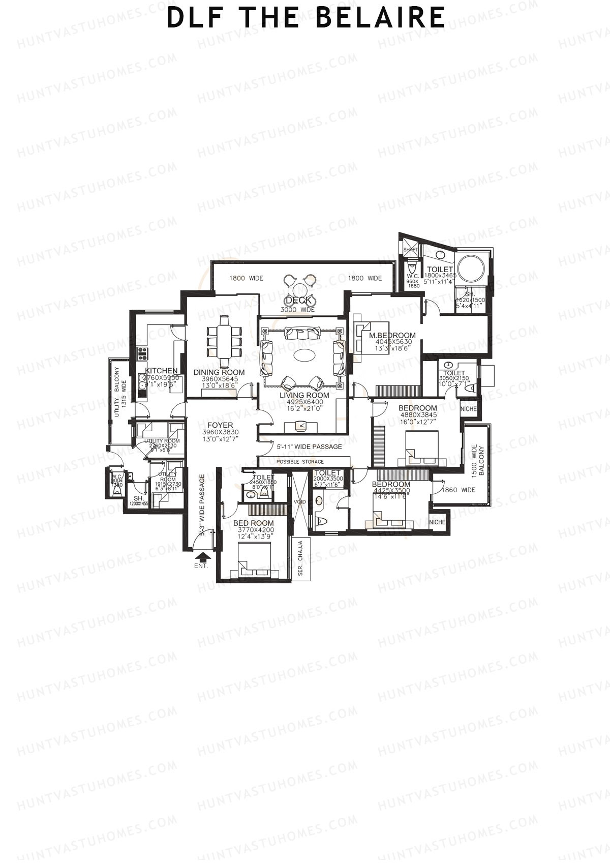 DLF The Belaire Tower D Unit 2 Floor Plan