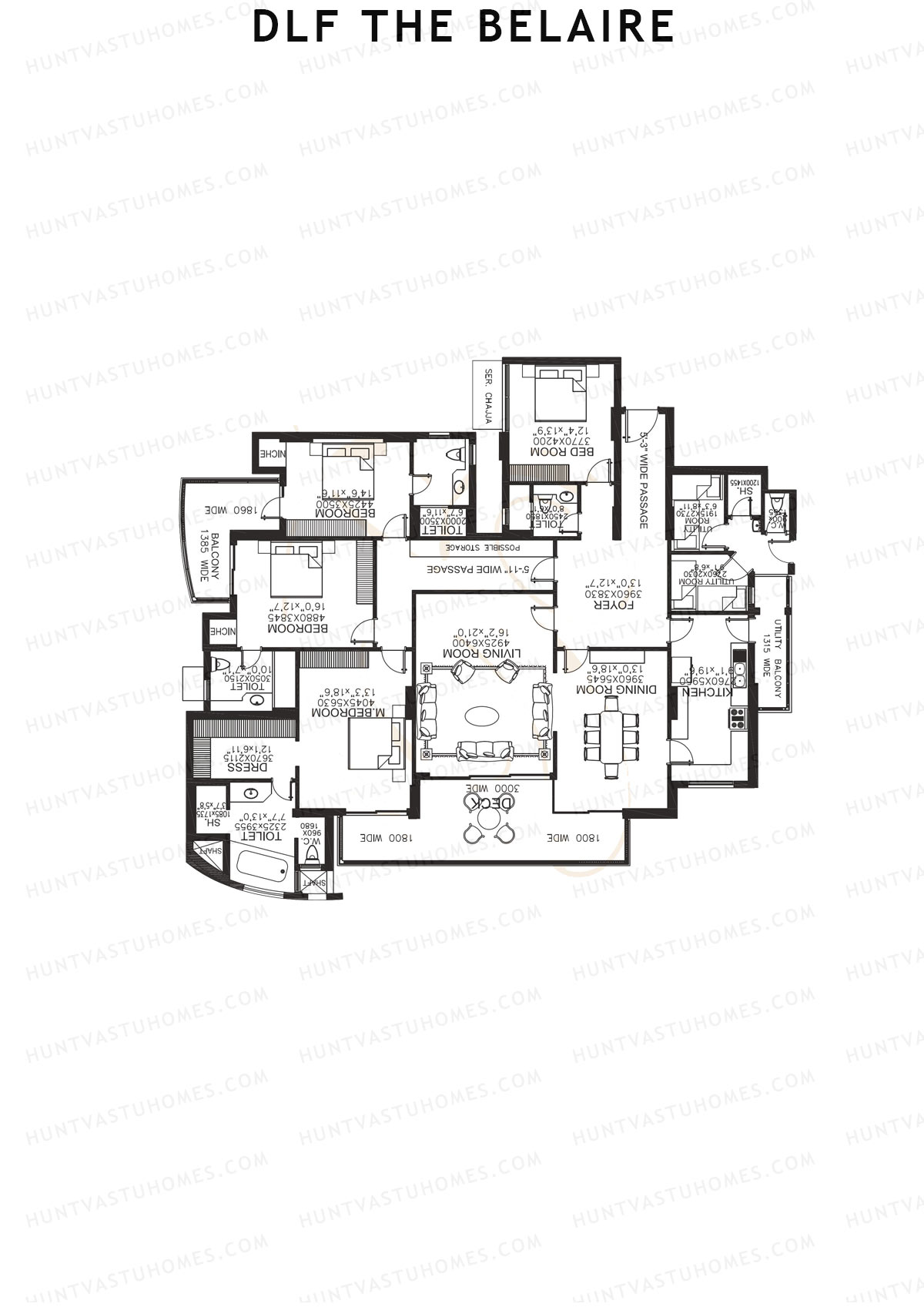DLF The Belaire Tower D Unit 4 Floor Plan