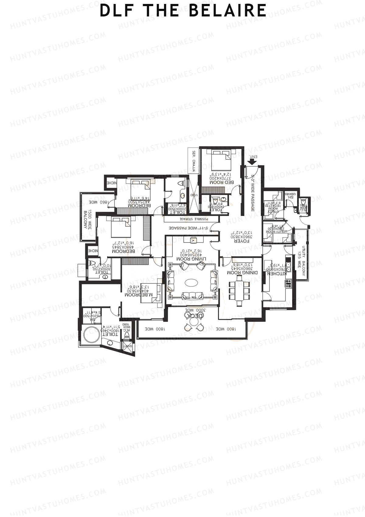 DLF The Belaire Tower E Unit 3 Floor Plan