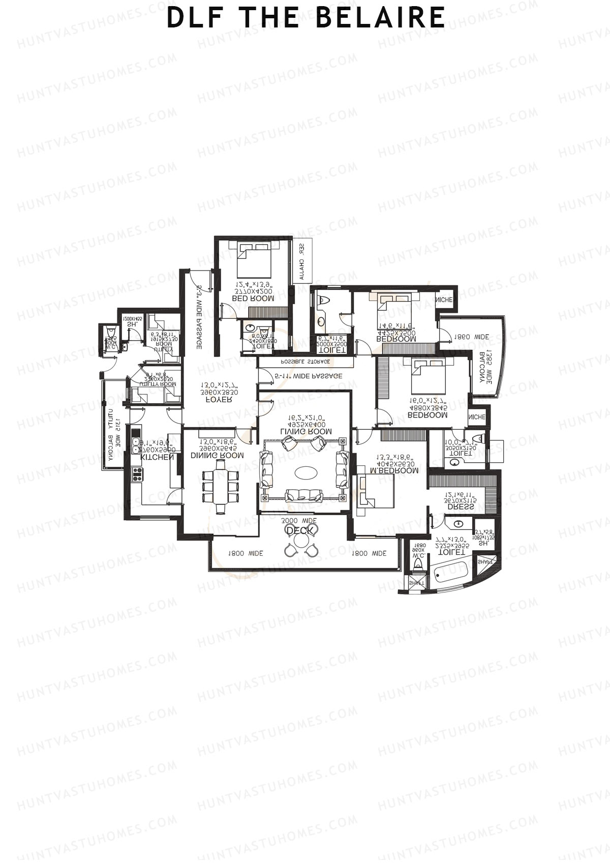 DLF The Belaire Tower E Unit 4 Floor Plan
