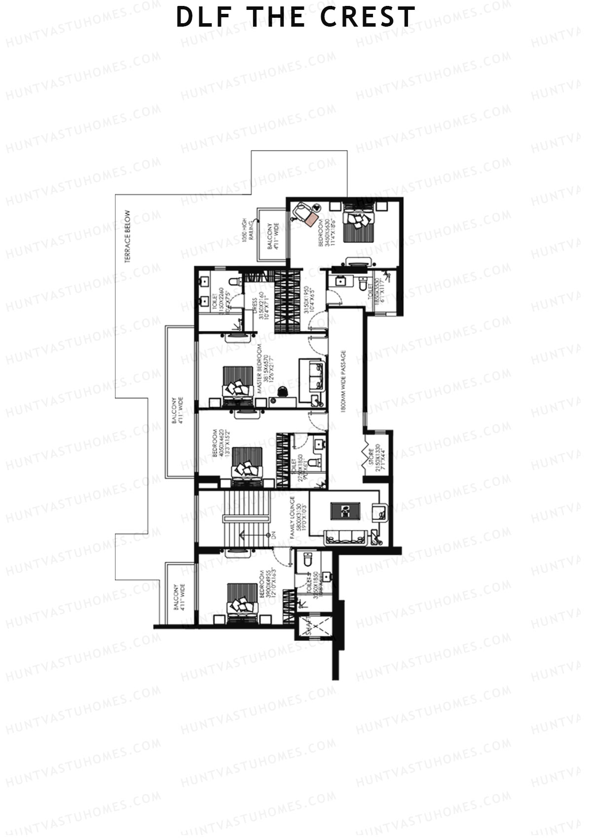DLF The Crest Block C Unit 1 (Penthouse) Floor Plan