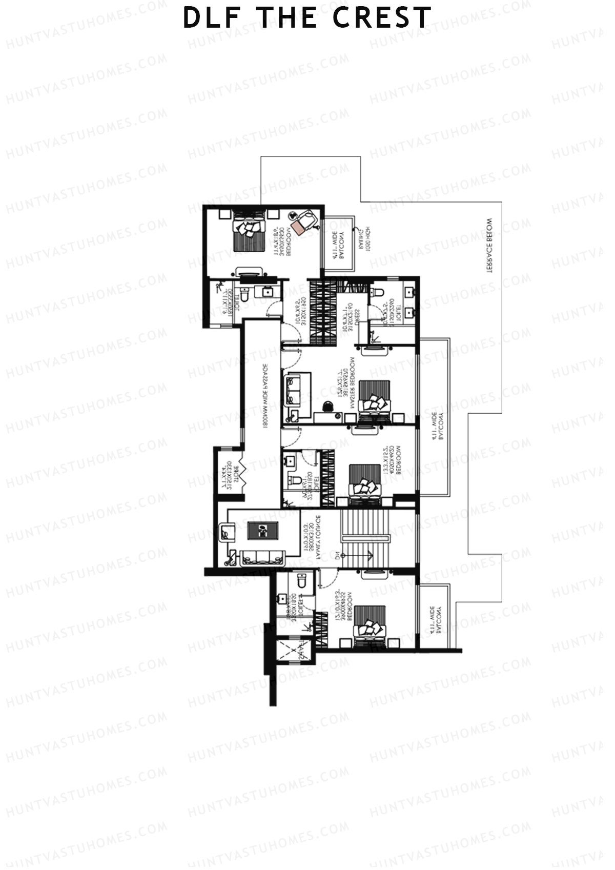DLF The Crest Block C Unit 2 (Penthouse) Floor Plan