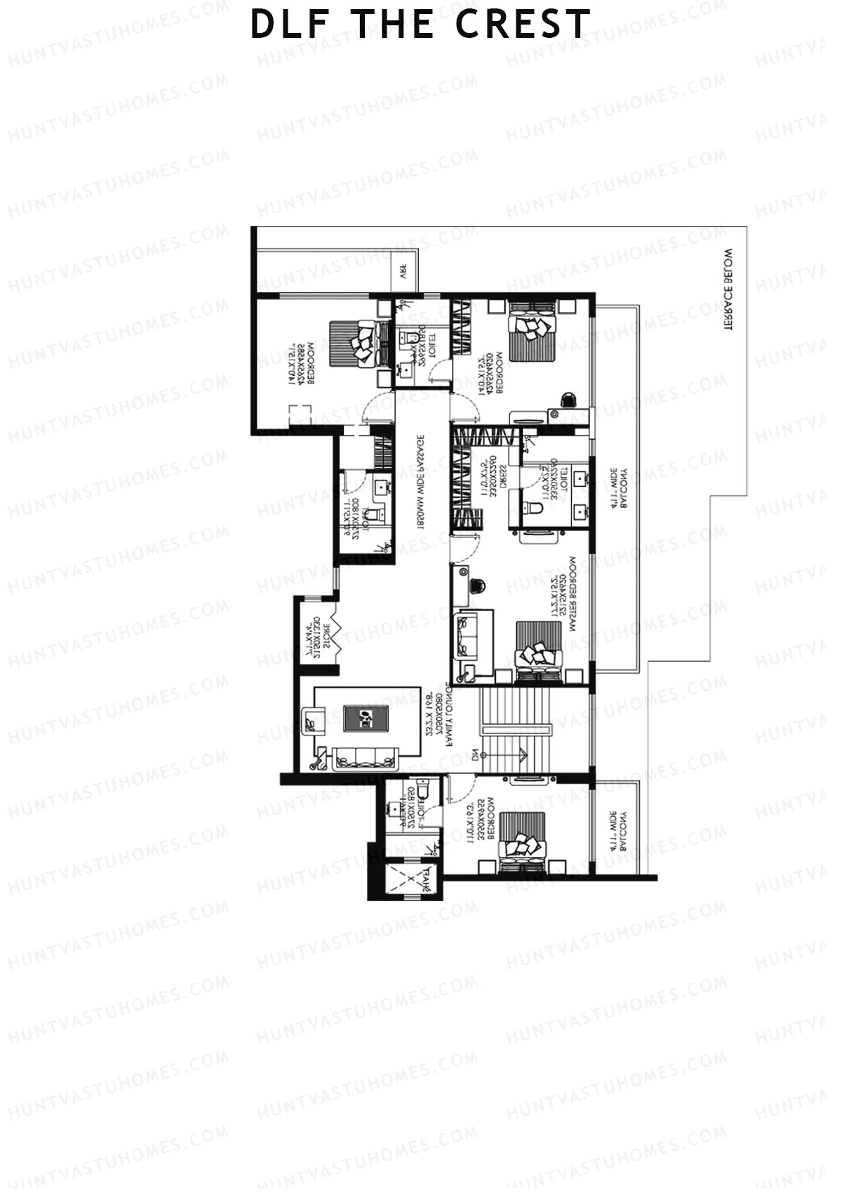 DLF The Crest Block C Unit 3 (Penthouse) Floor Plan