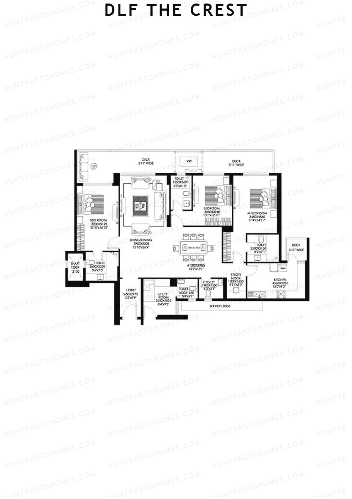 DLF The Crest Block E Unit 1 Floor Plan