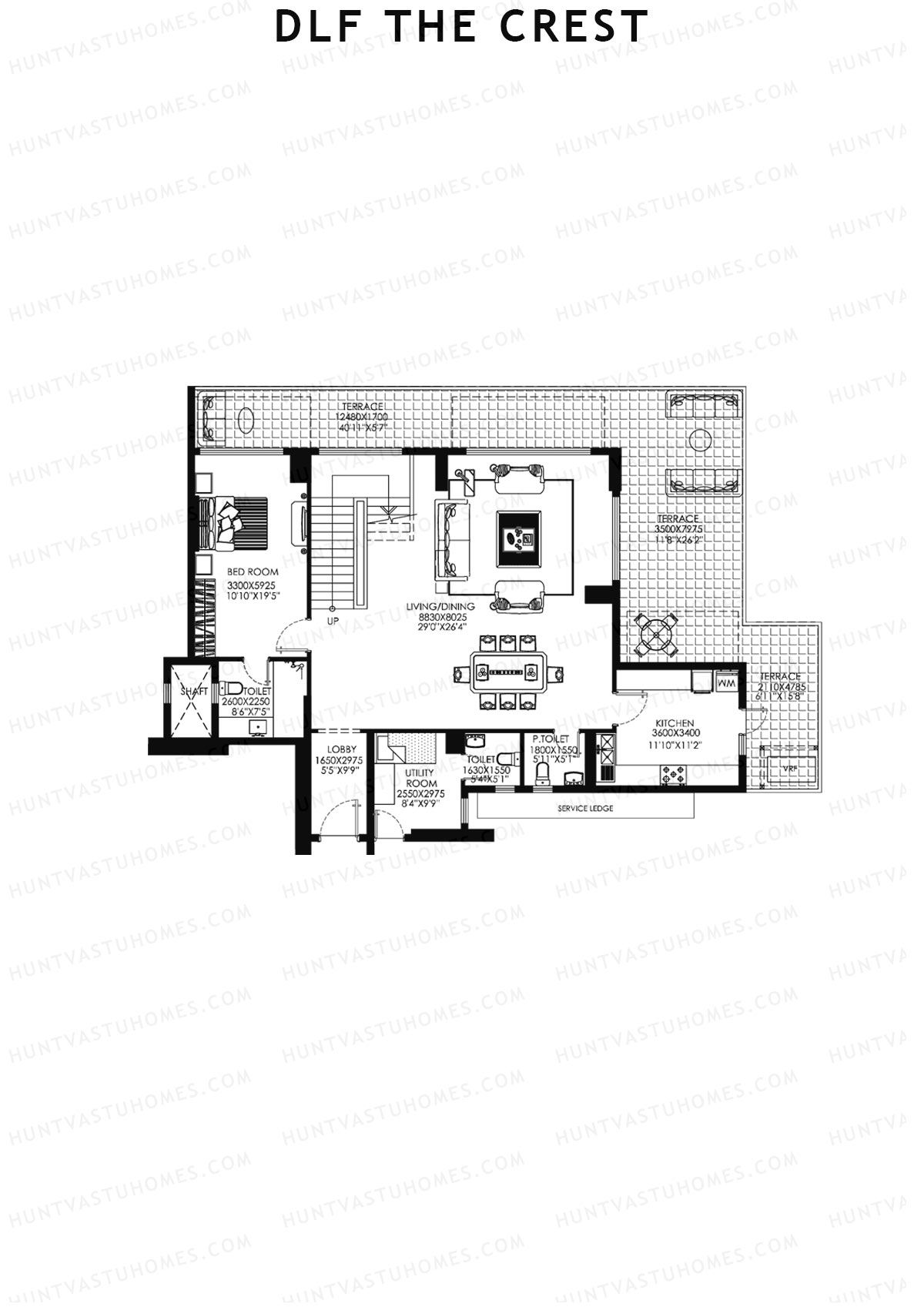 DLF The Crest Block E Unit 1 (Penthouse) Floor Plan