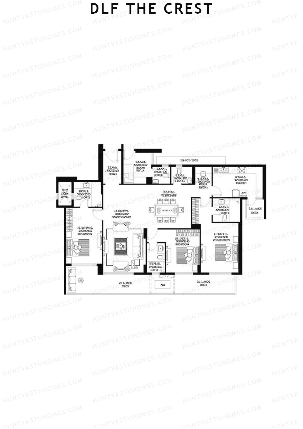 DLF The Crest Block E Unit 2 Floor Plan