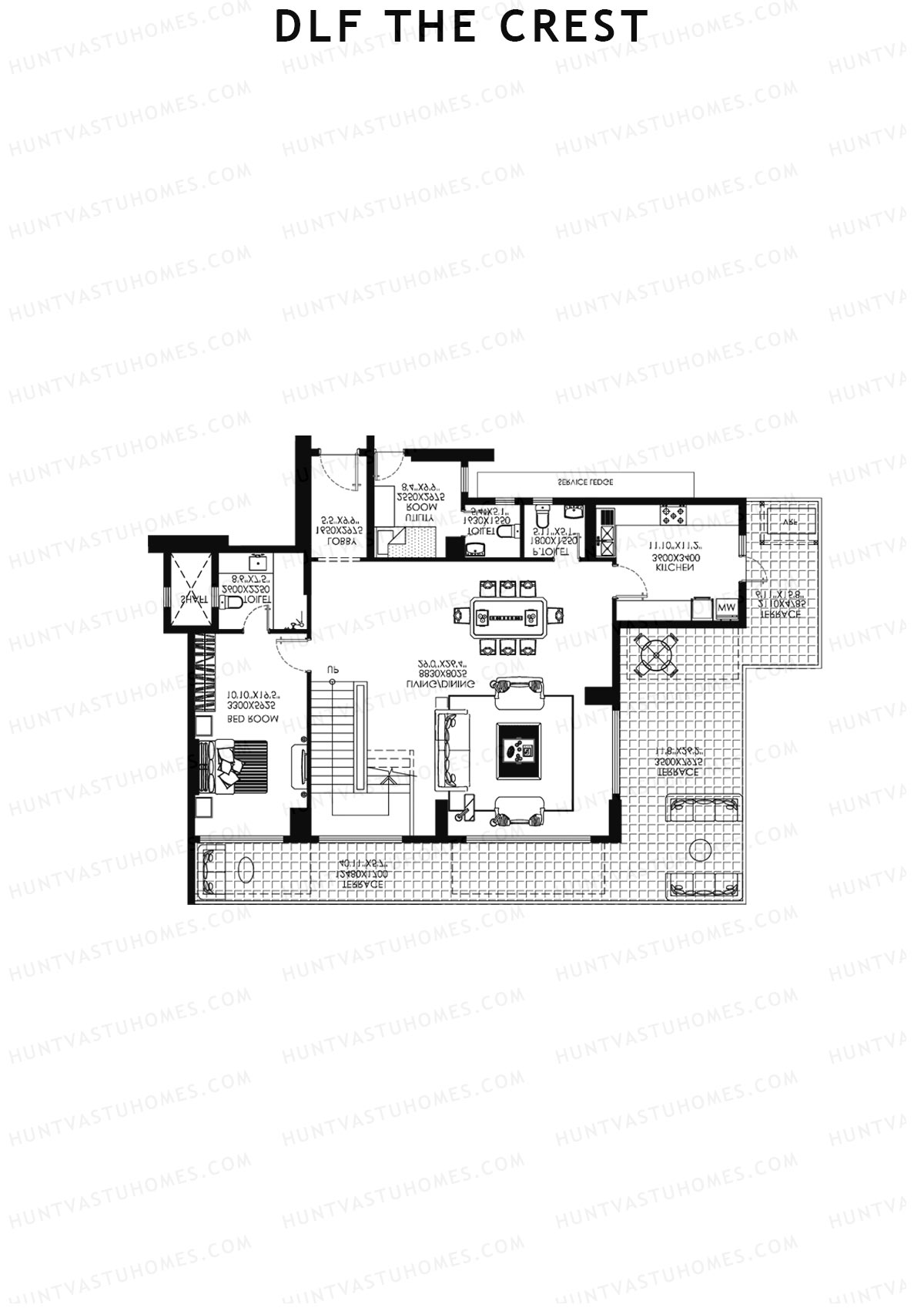 DLF The Crest Block E Unit 2 (Penthouse) Floor Plan