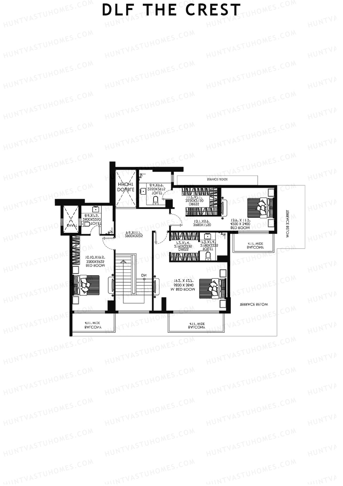 DLF The Crest Block E Unit 2 (Penthouse) Floor Plan