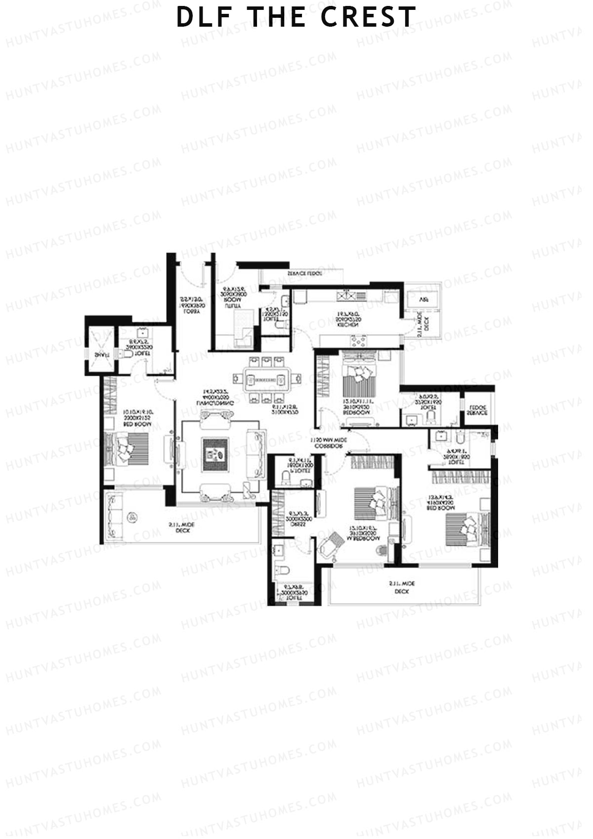 DLF The Crest Block E Unit 3 Floor Plan