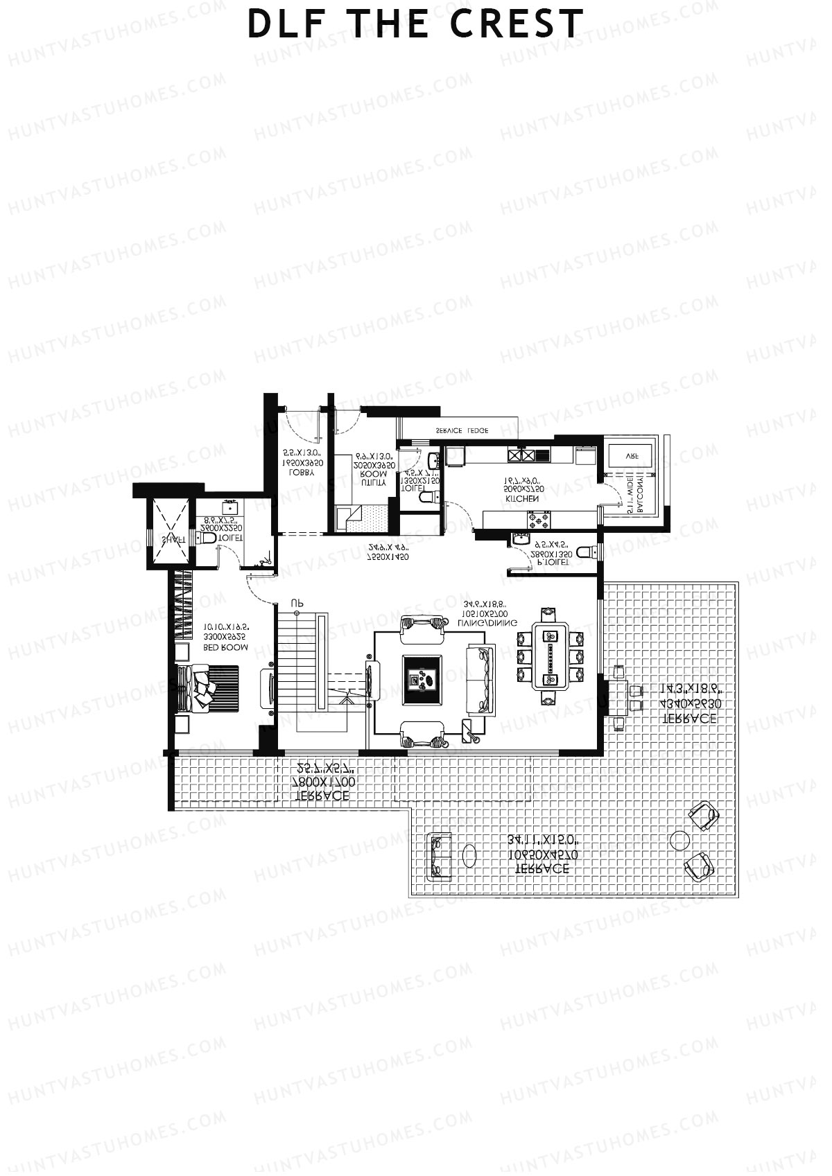 DLF The Crest Block E Unit 3 (Penthouse) Floor Plan