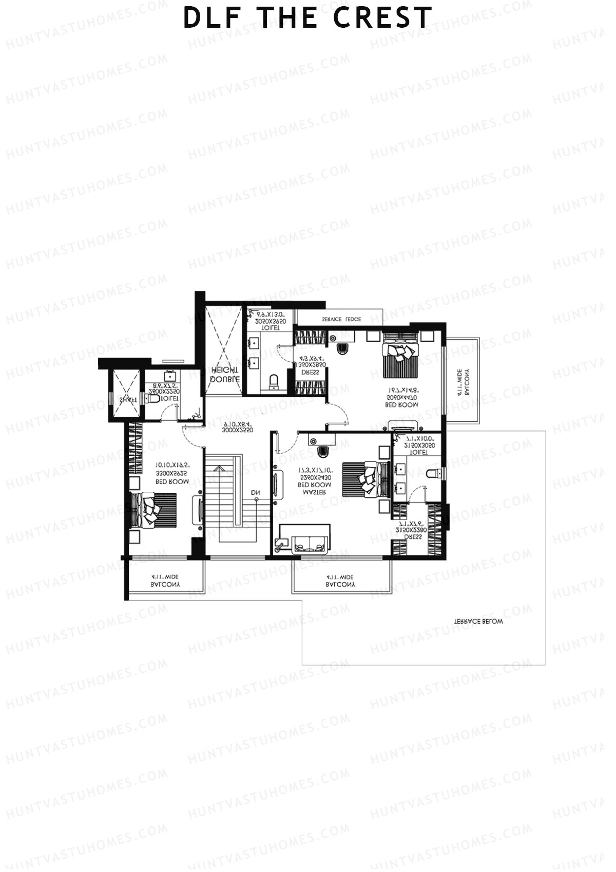 DLF The Crest Block E Unit 3 (Penthouse) Floor Plan