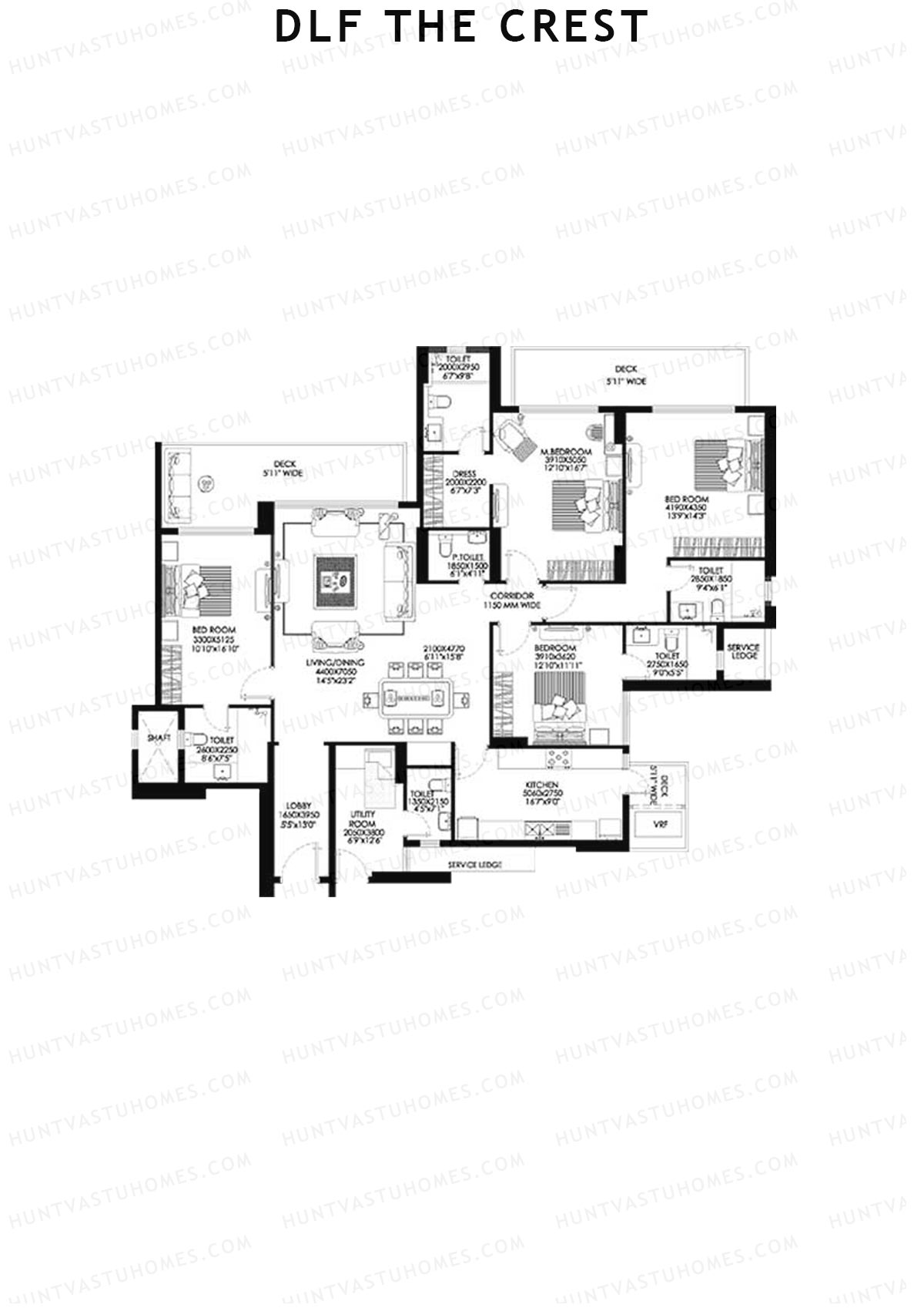 DLF The Crest Block E Unit 4 Floor Plan