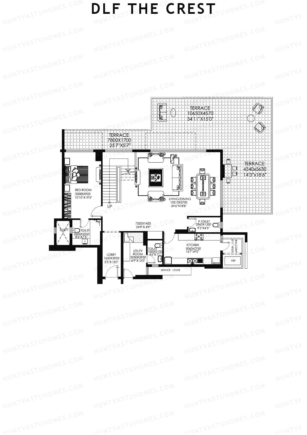 DLF The Crest Block E Unit 4 (Penthouse) Floor Plan