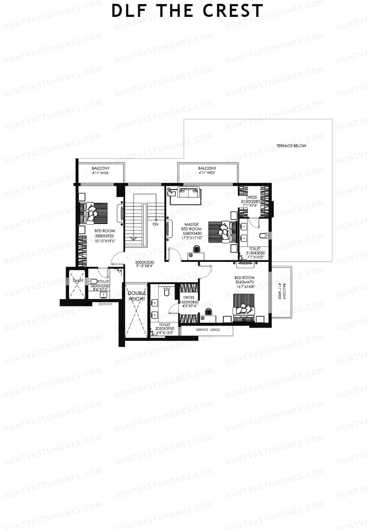 DLF The Crest Block E Unit 4 (Penthouse) Floor Plan