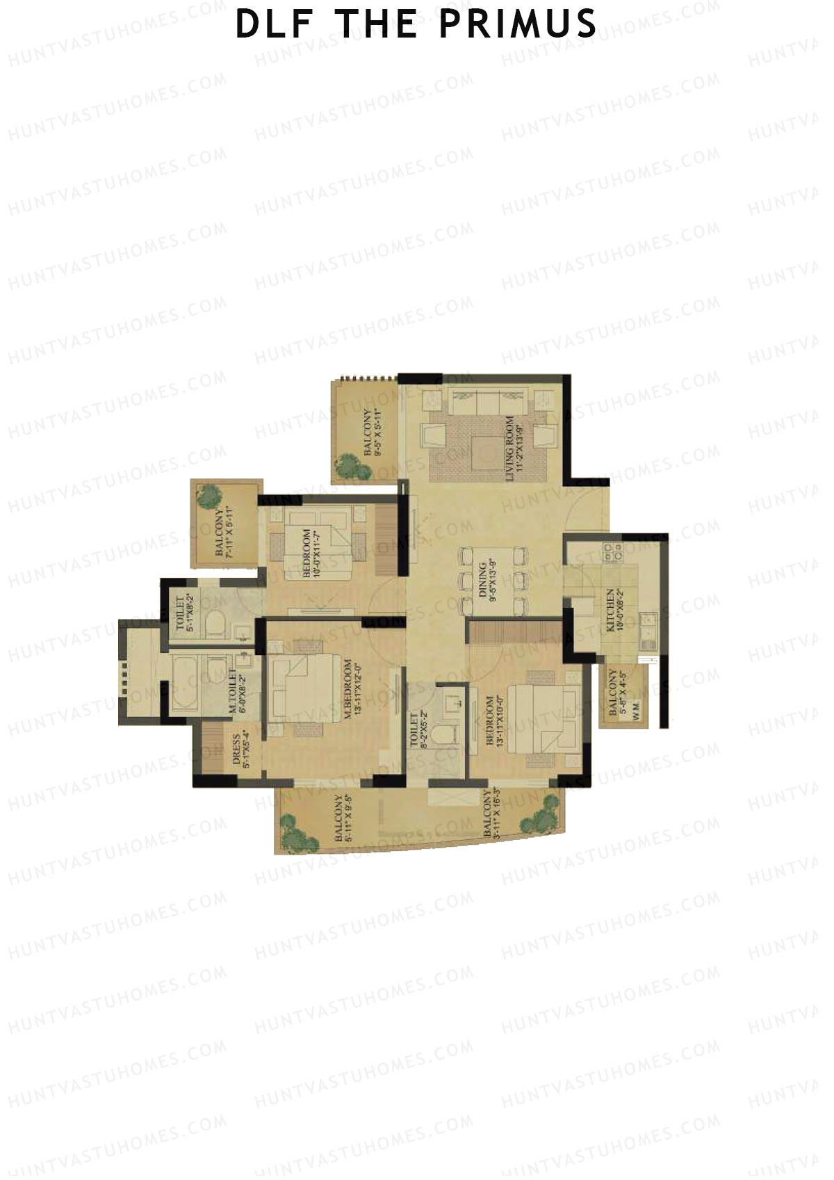 DLF The Primus Tower B Unit 3 Floor Plan