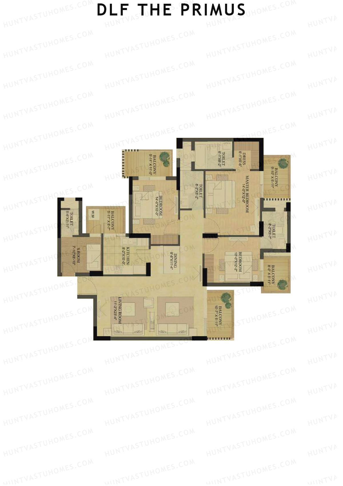 DLF The Primus Tower D Unit 1 Floor Plan