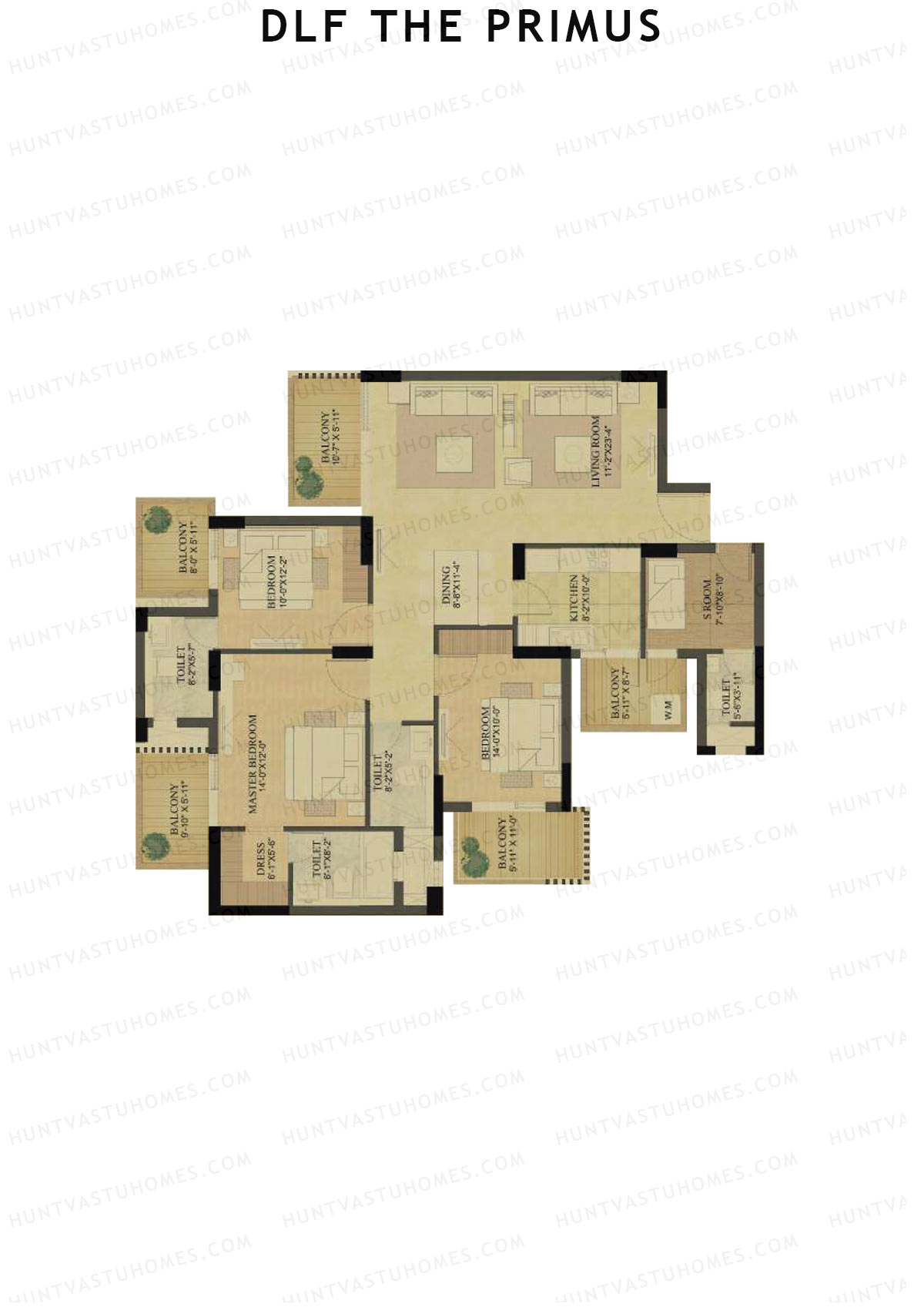 DLF The Primus Tower D Unit 3 Floor Plan