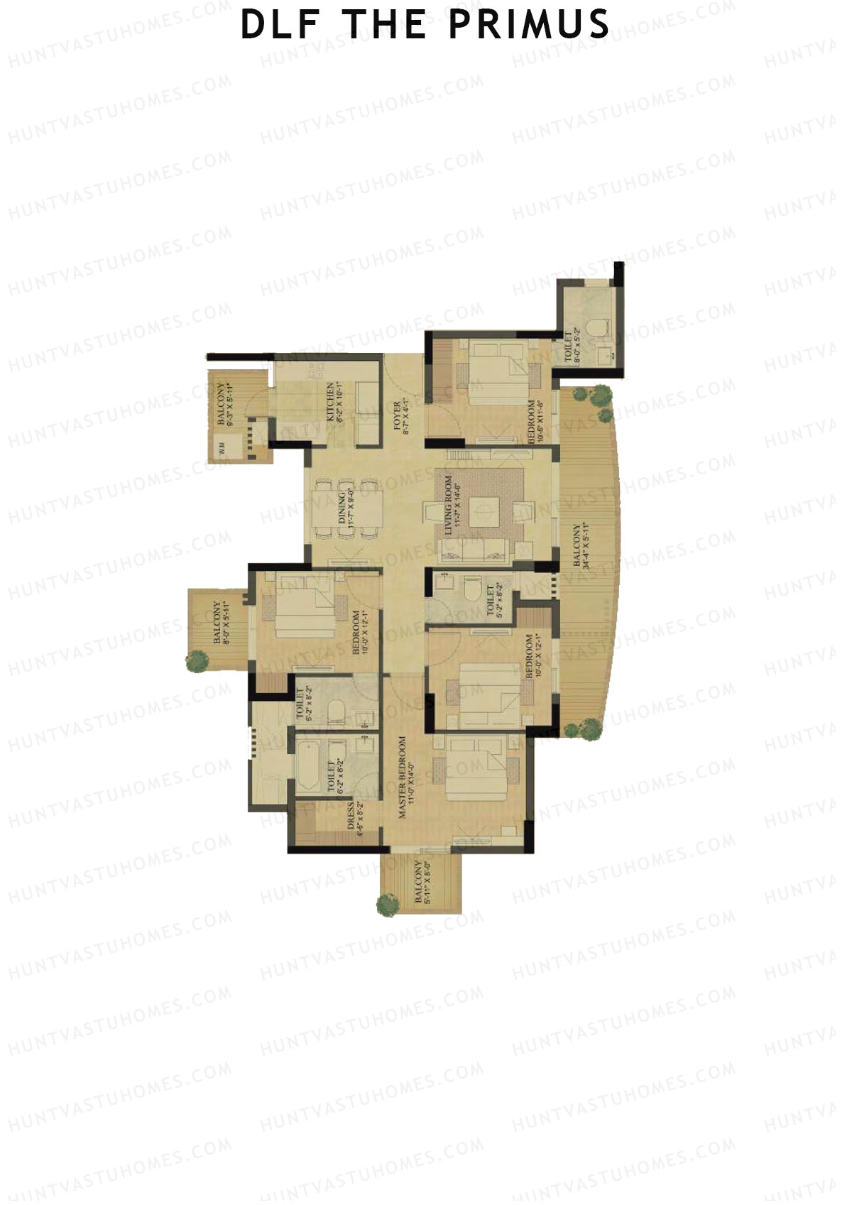 DLF The Primus Tower E Unit 2 Floor Plan