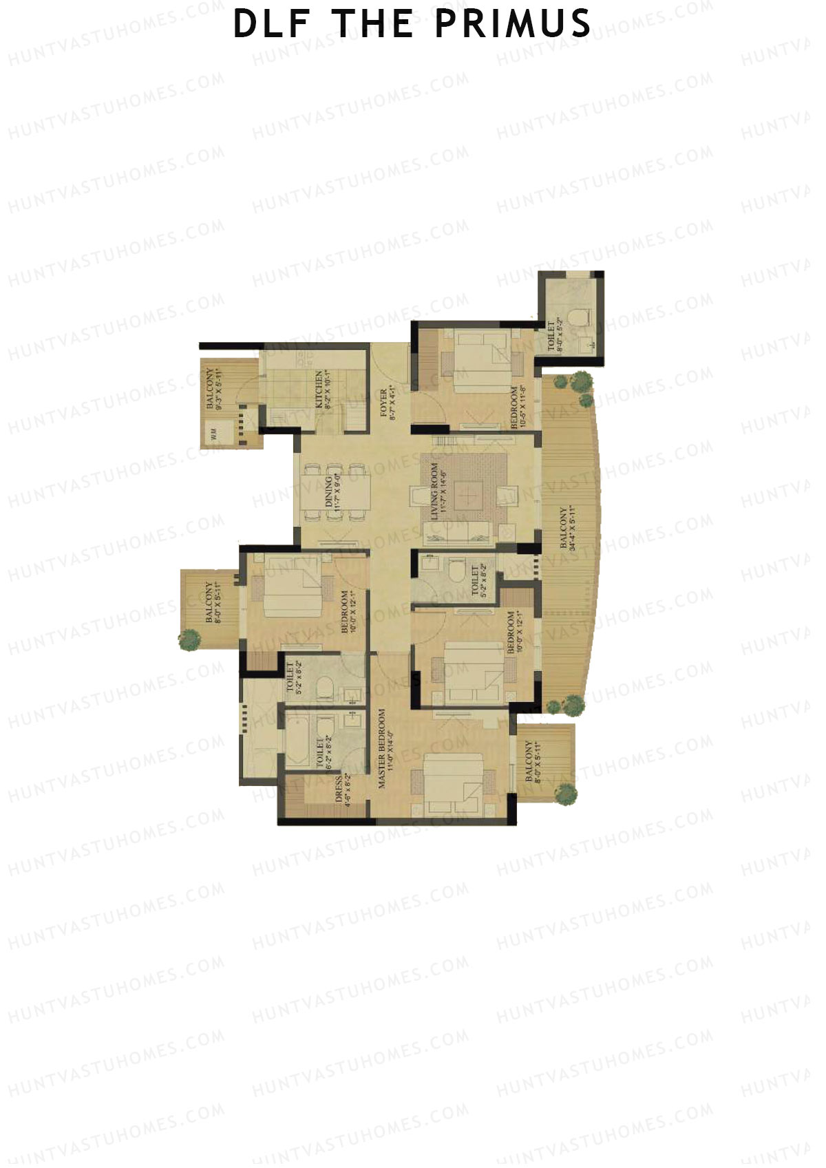 DLF The Primus Tower H Unit 2 Floor Plan