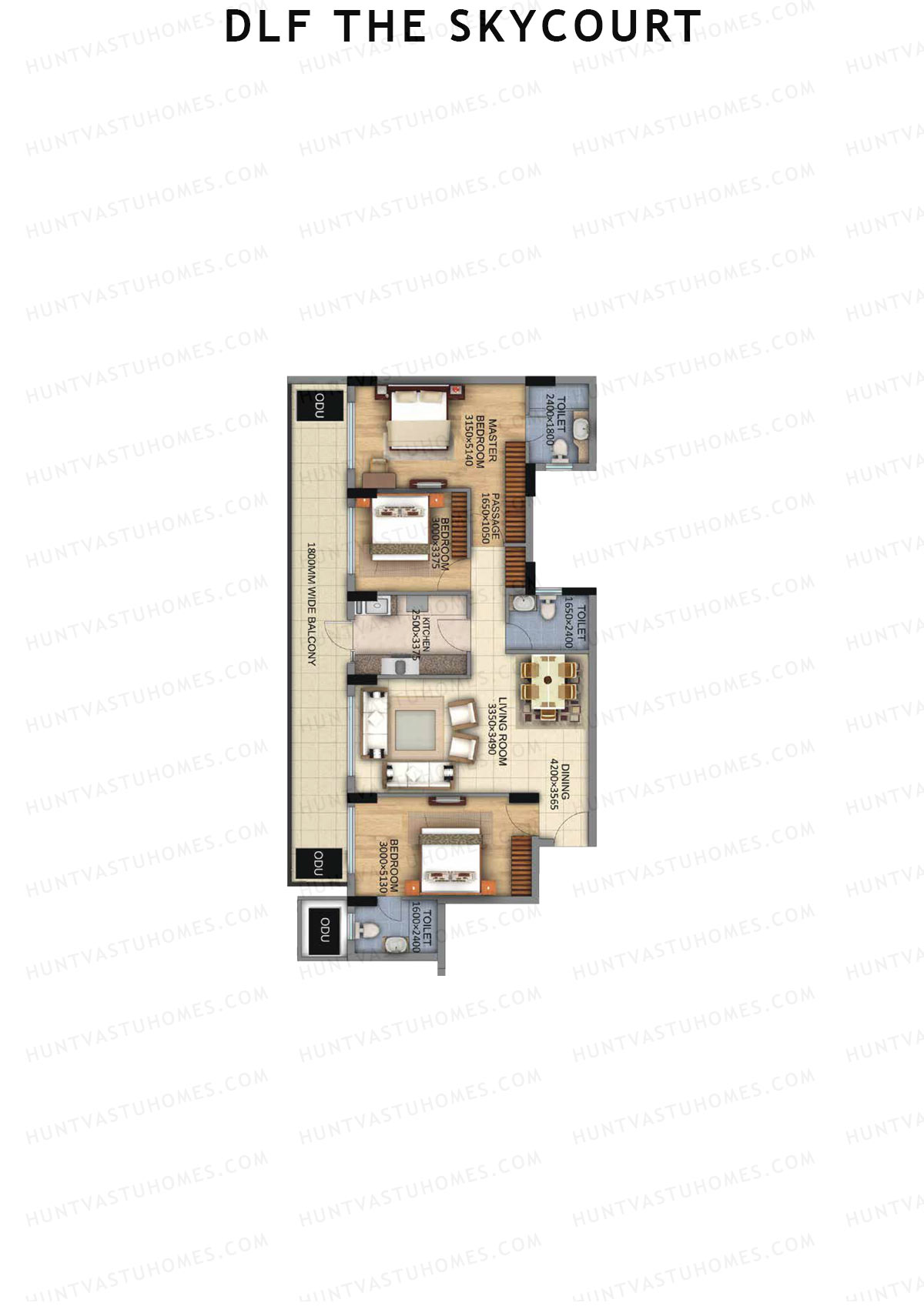 DLF The Skycourt Tower C Unit 3 Floor Plan